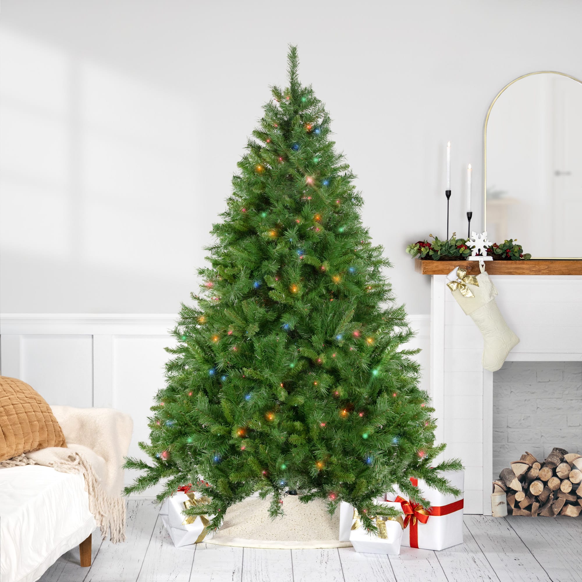 7.5Ft Pre-Lit Chatham Pine Artificial Christmas Tree, Multicolor Lights By Northlight in Green | 7.5 ft | Michaels®
