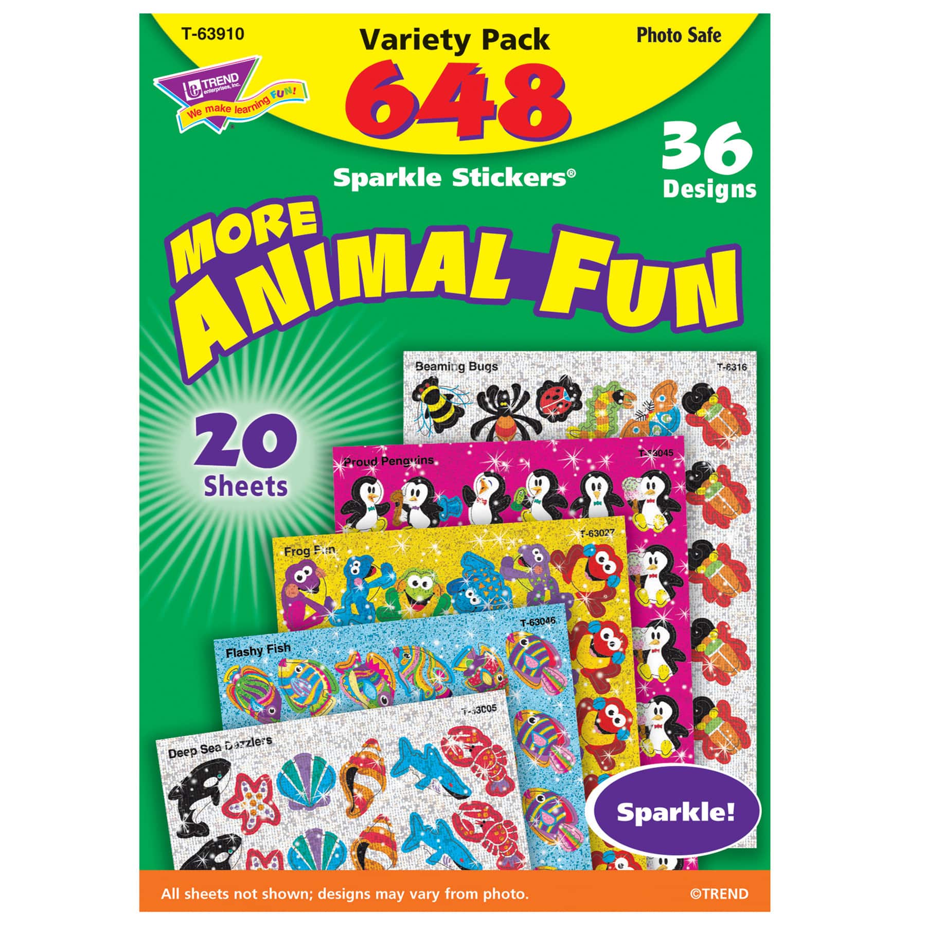 TREND Enterprises® Sparkle Stickers® Animal Fun Sticker Sheets, 20ct.