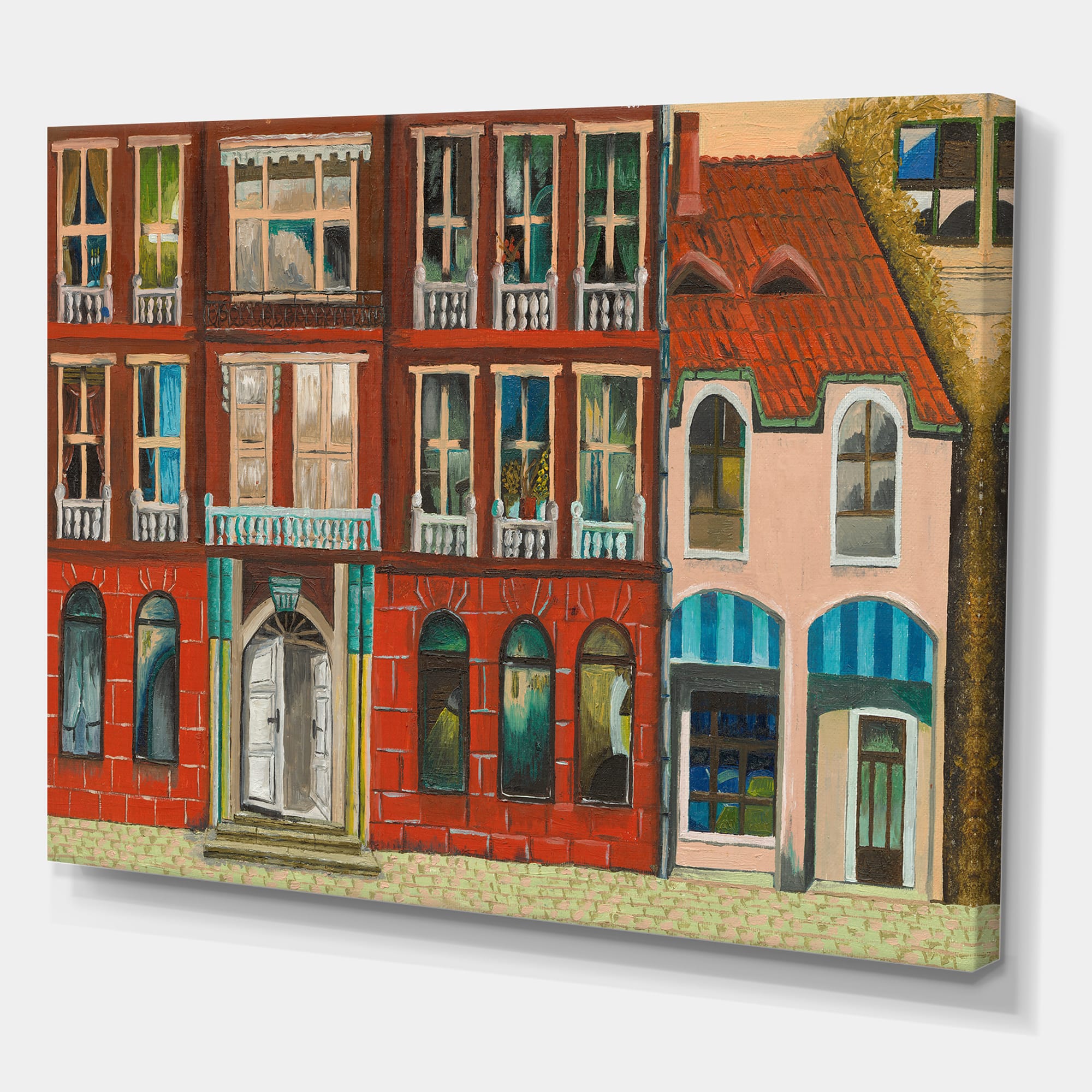 Designart - Red Facade of Shop In Paris I - French Country Canvas Wall Art Print