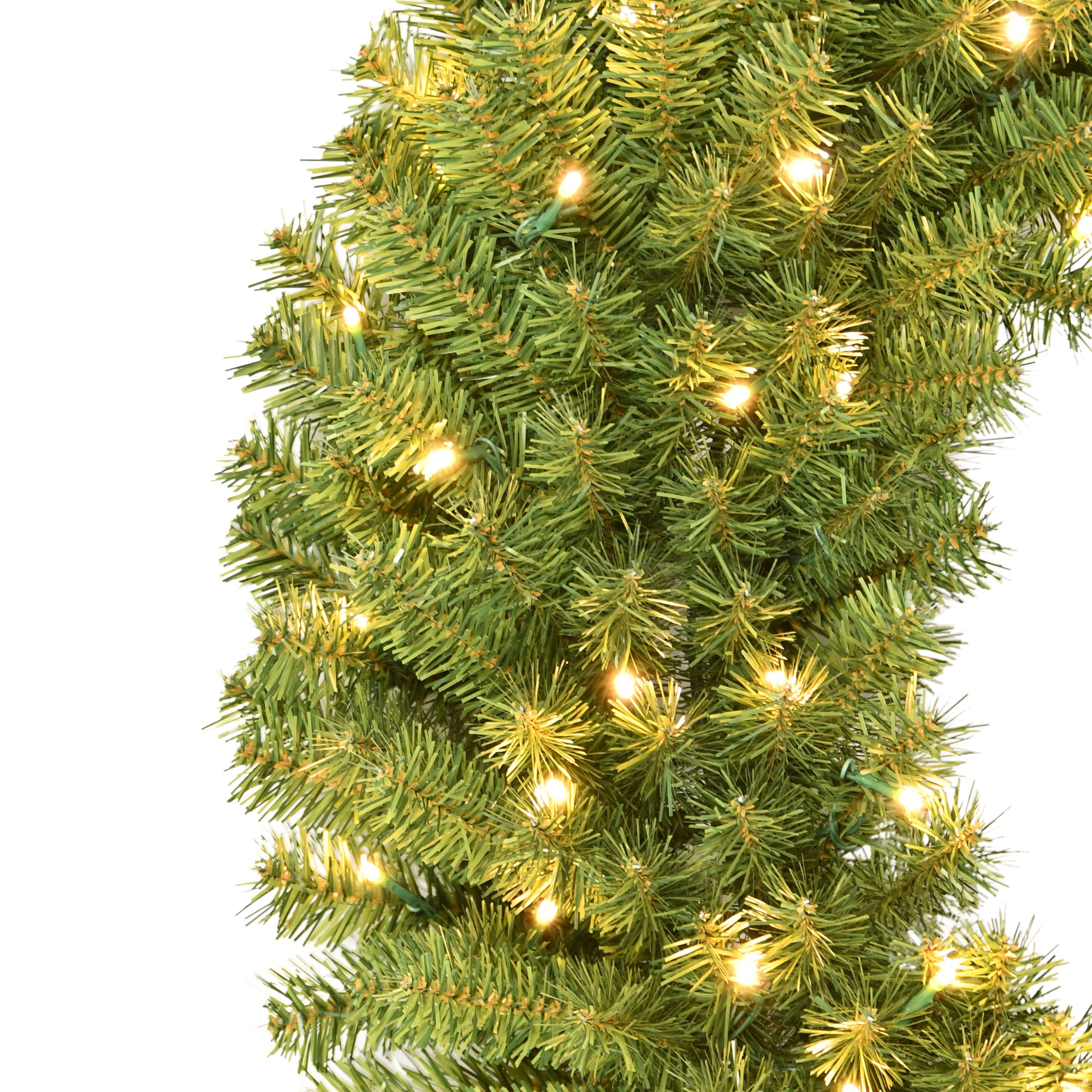 36" Pre-Lit Artificial Utah Spruce Wreath, Warm White LED Lights