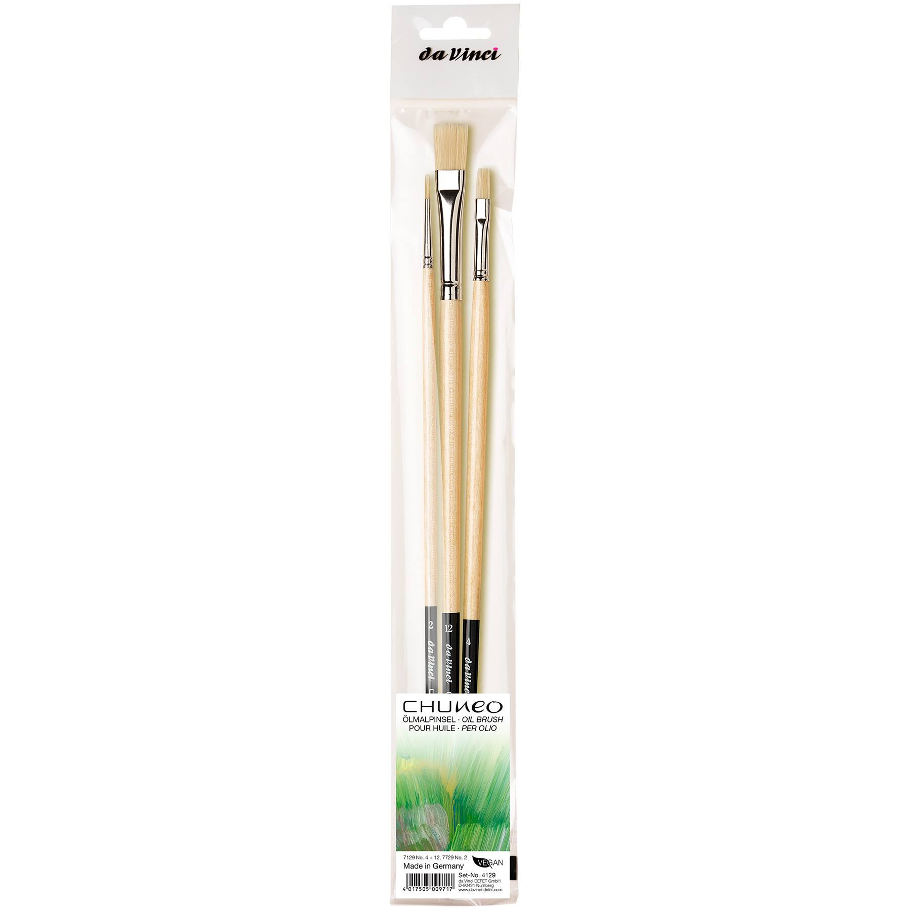 da Vinci CHUNEO Series 7129 3 Piece Flat Brush Set