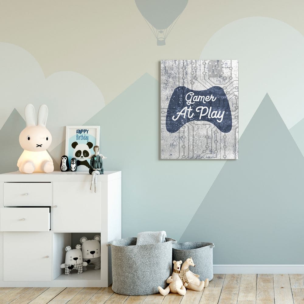 Stupell Industries Gamer at Play Quote Video Game Technology Boys Canvas Wall Art