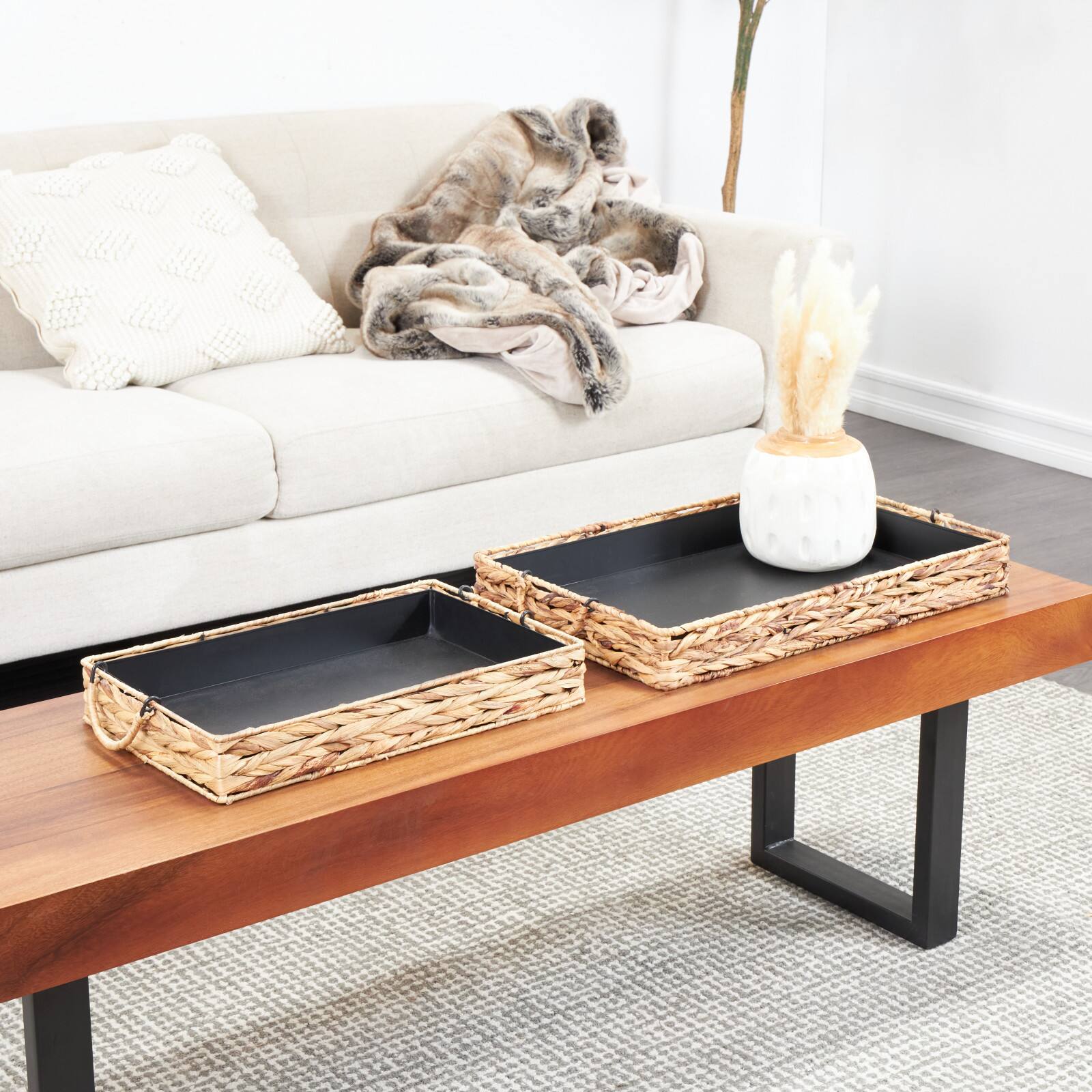 Handmade Bohemian Seagrass Nesting Tray Set