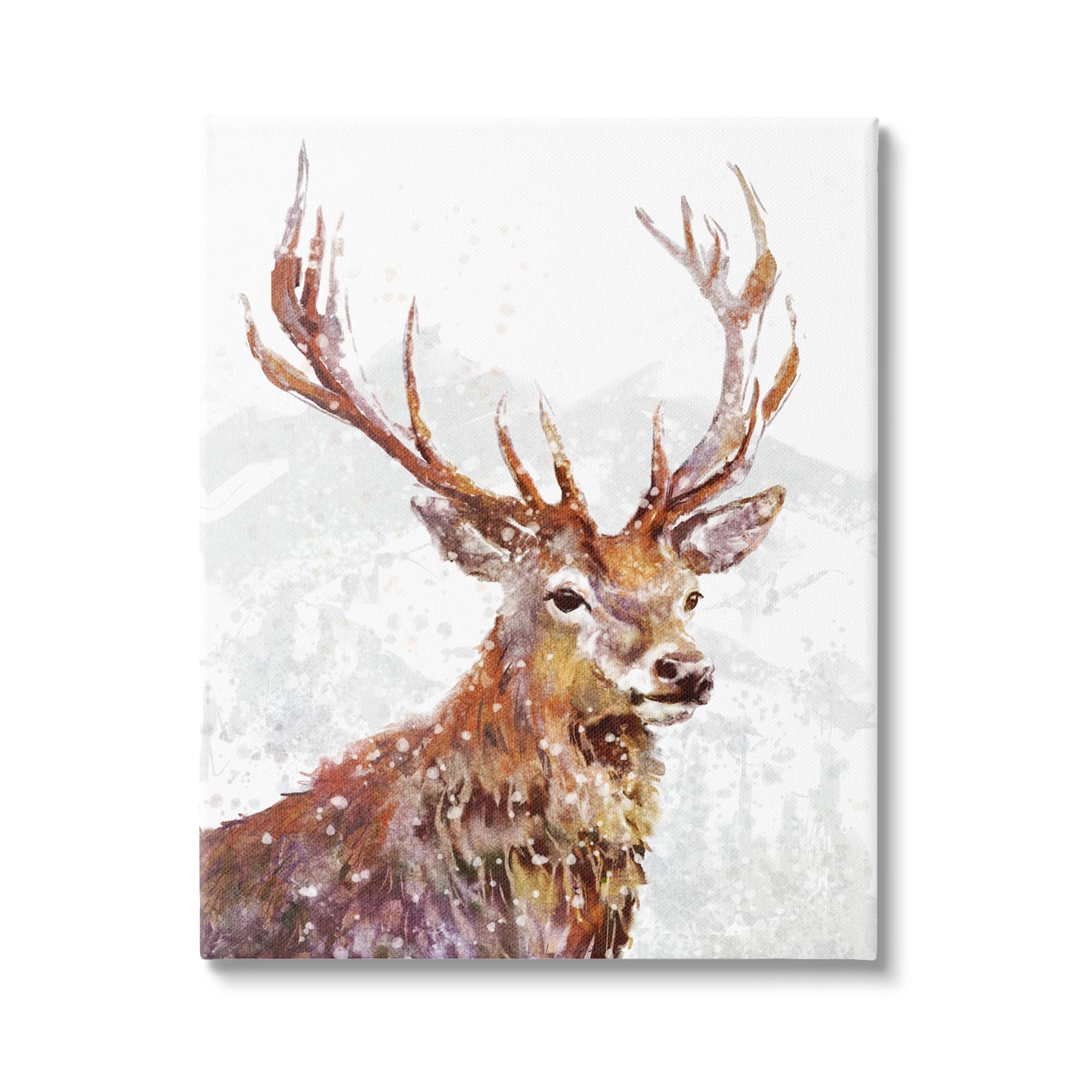 Stupell Industries Winter Deer Mountain Snowfall Canvas Wall Art
