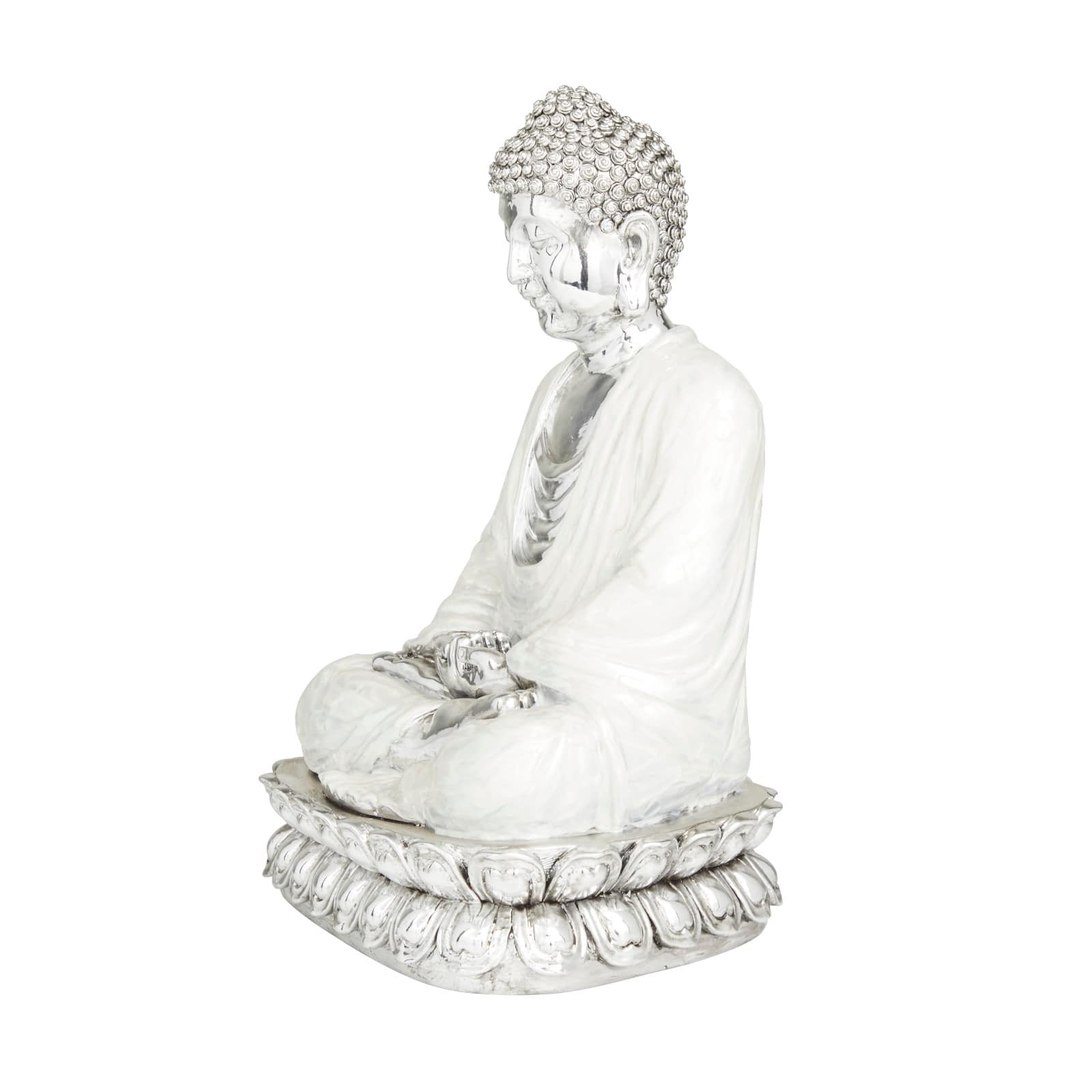 Silver Polystone Eclectic Sculpture, 16" x 12" x 9"