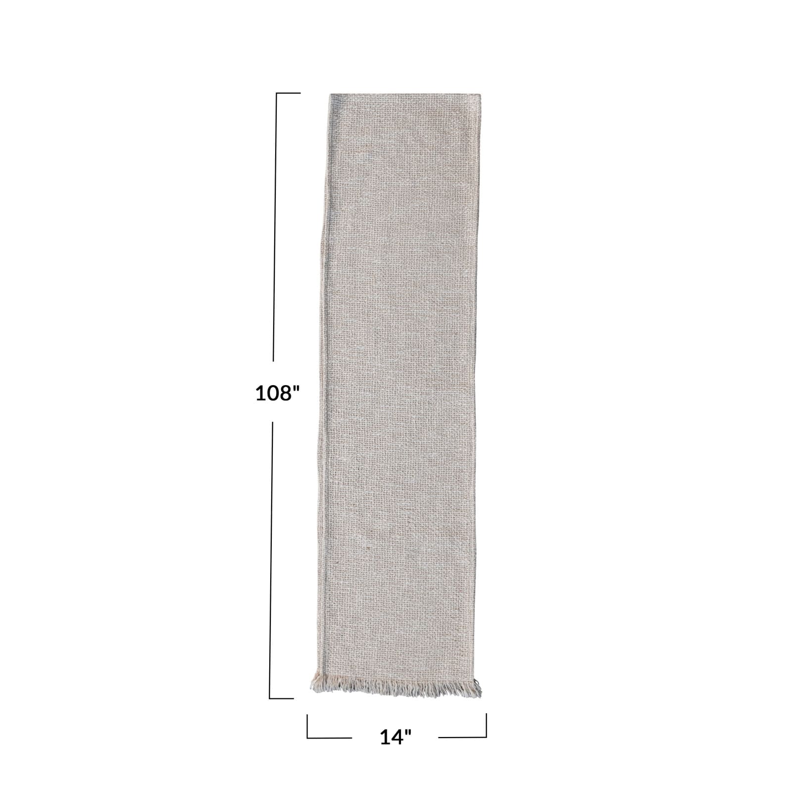 Hello Honey® 108" Natural Woven Cotton Table Runner with Metallic Gold Thread & Fringe