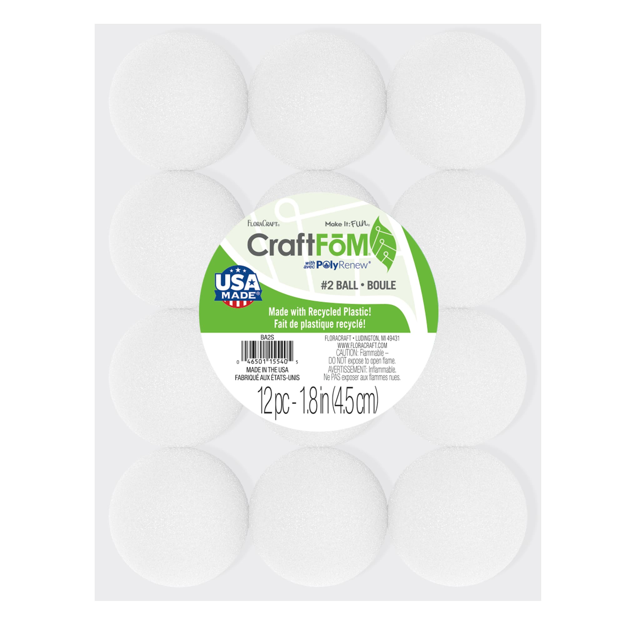 24 Packs: 12 ct. (288 total) FloraCraft® CraftFōM® 2" White Balls