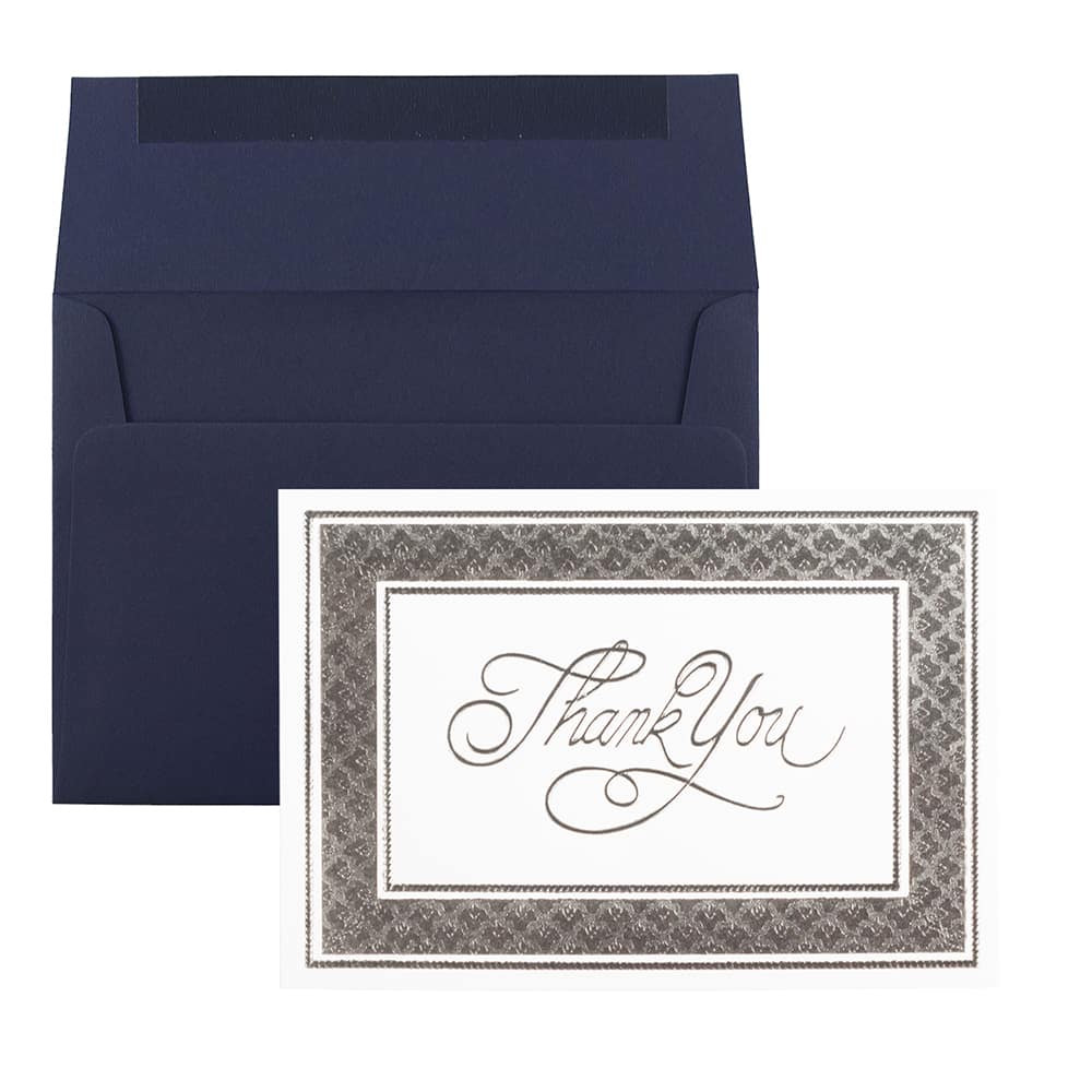 JAM Paper Thank You Card Set with Silver Border