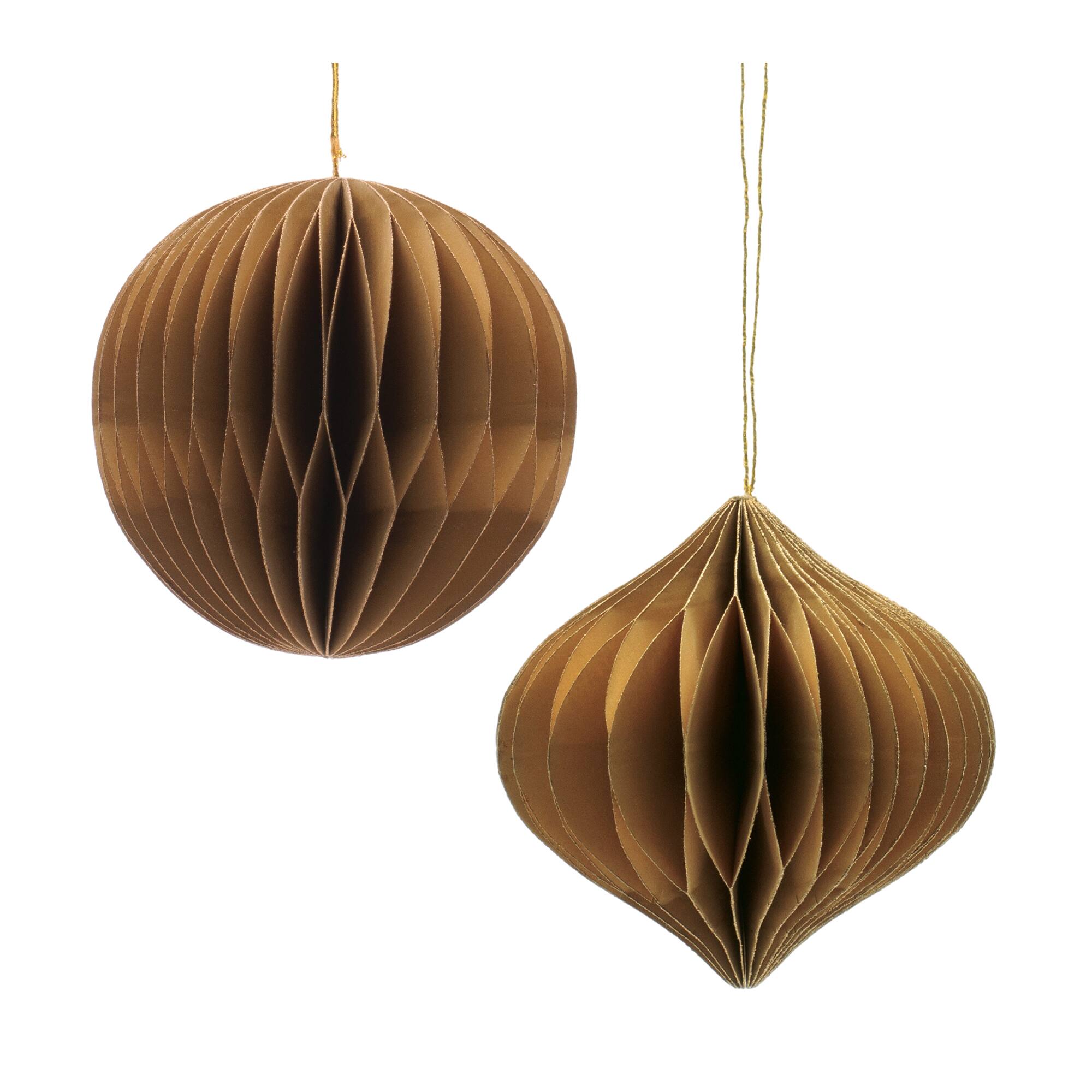 Melrose Gold Round & Onion Paper Ornaments Set