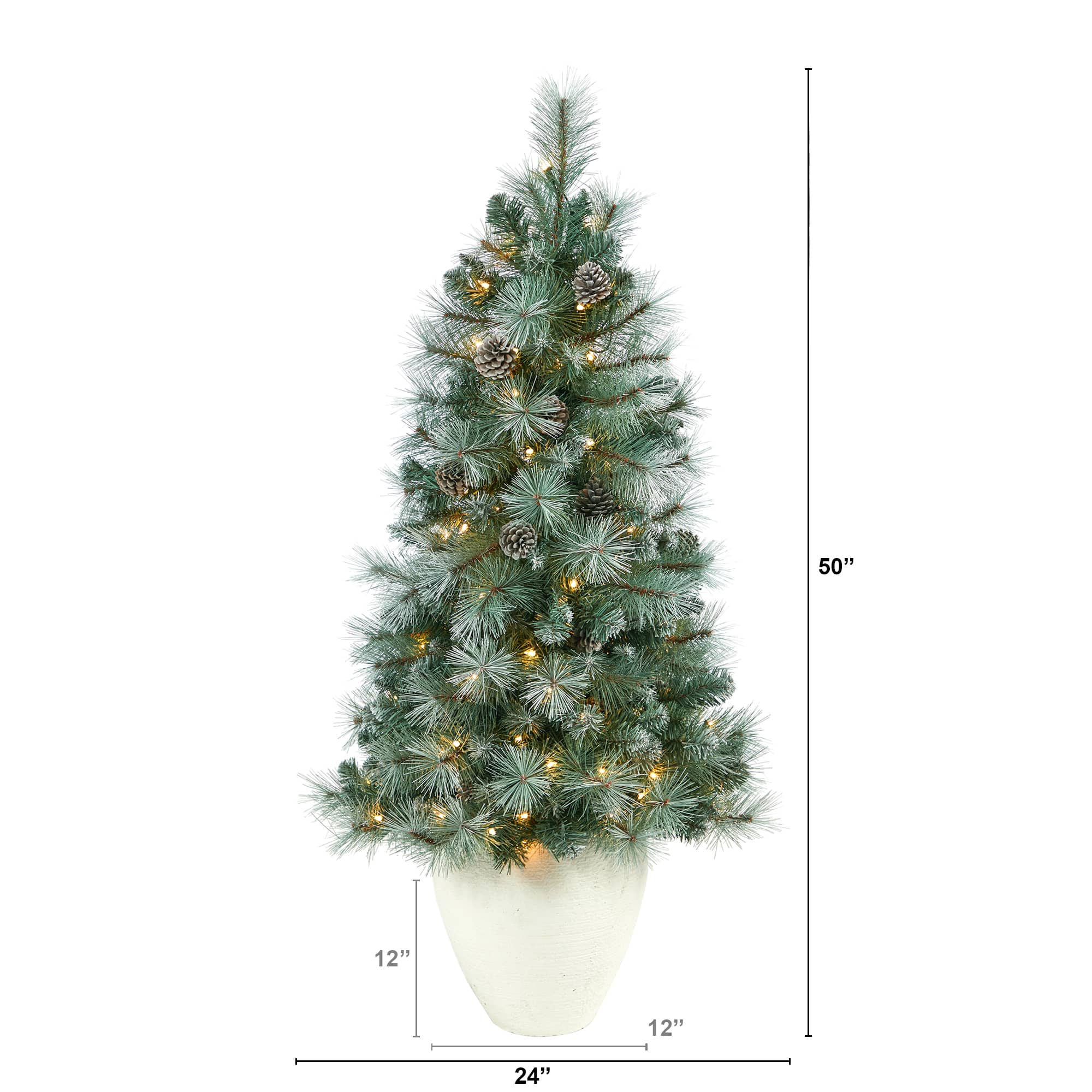 4ft. Pre-Lit Frosted Tip British Columbia Mountain Pine Artificial Christmas Tree with Pinecones, Clear Lights
