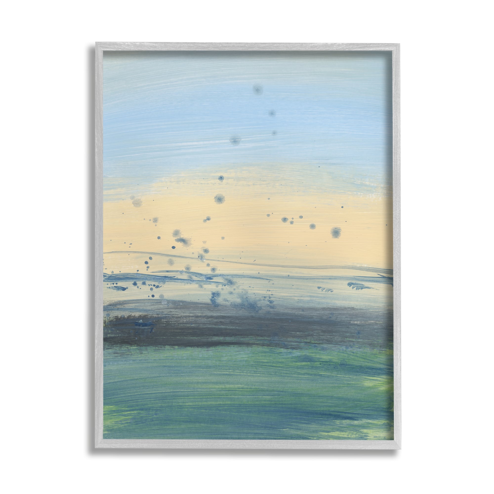 Stupell Industries Conceptual Yellow Ocean Sunset Blue Paint Splatter in Frame Wall Art