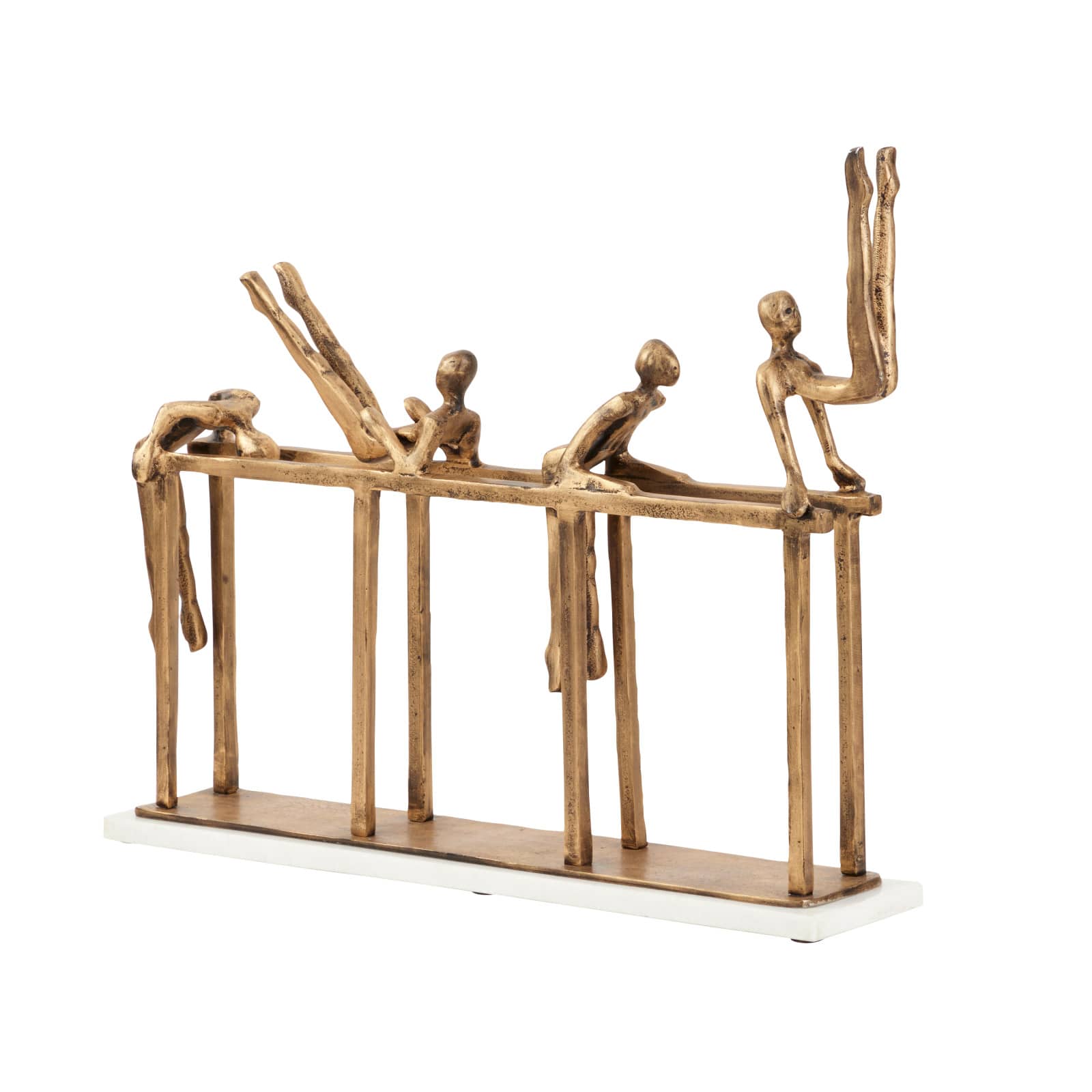 Gold Aluminum Modern Sculpture, Gymnastic 17" x 21" x 9"
