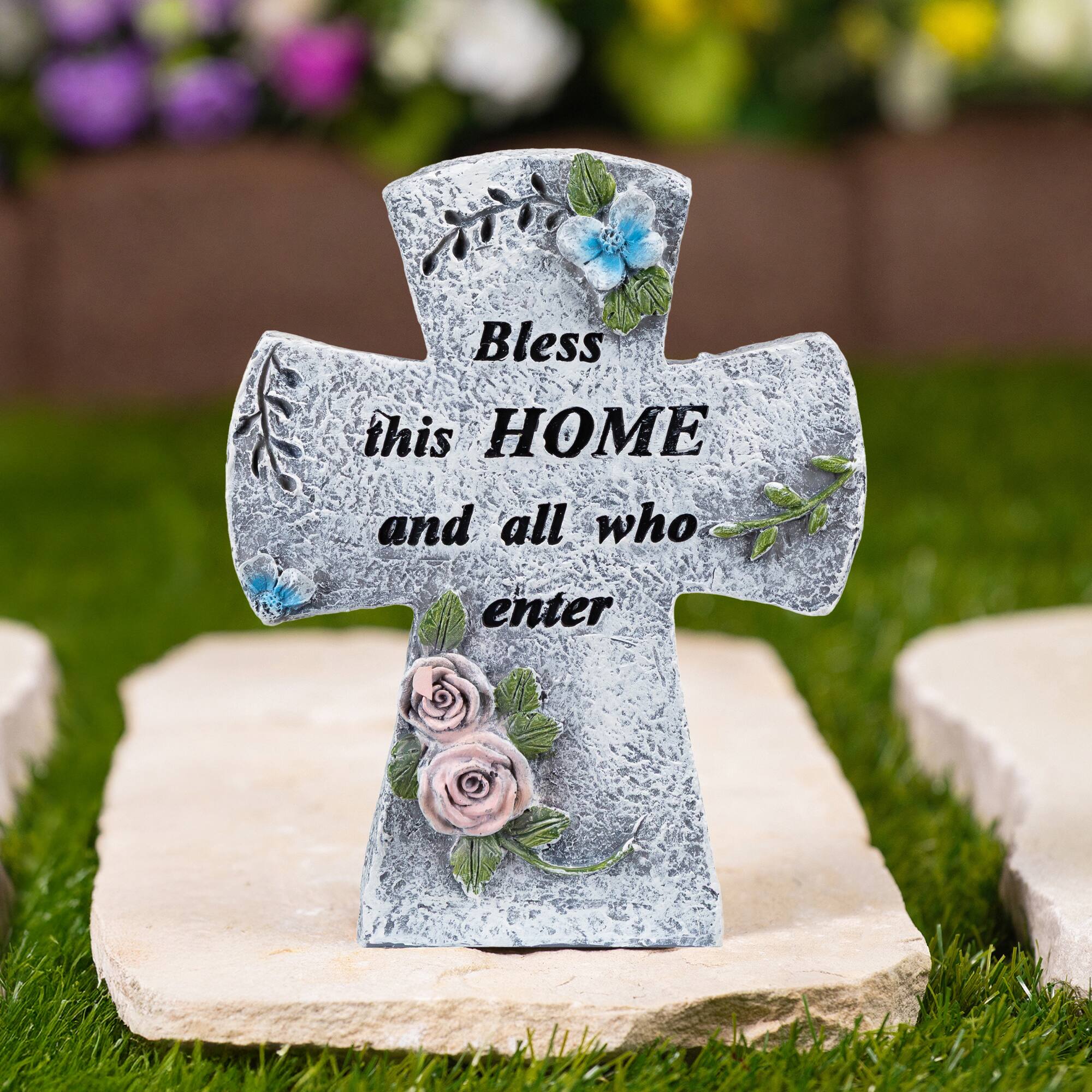 Bless This Home and All Who Enter Cross Statue - 6.75"