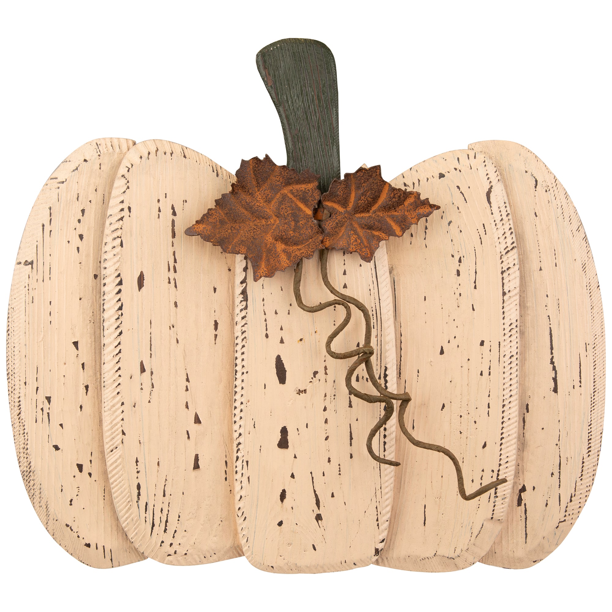 15" White Wooden Pumpkin Tabletop Décor