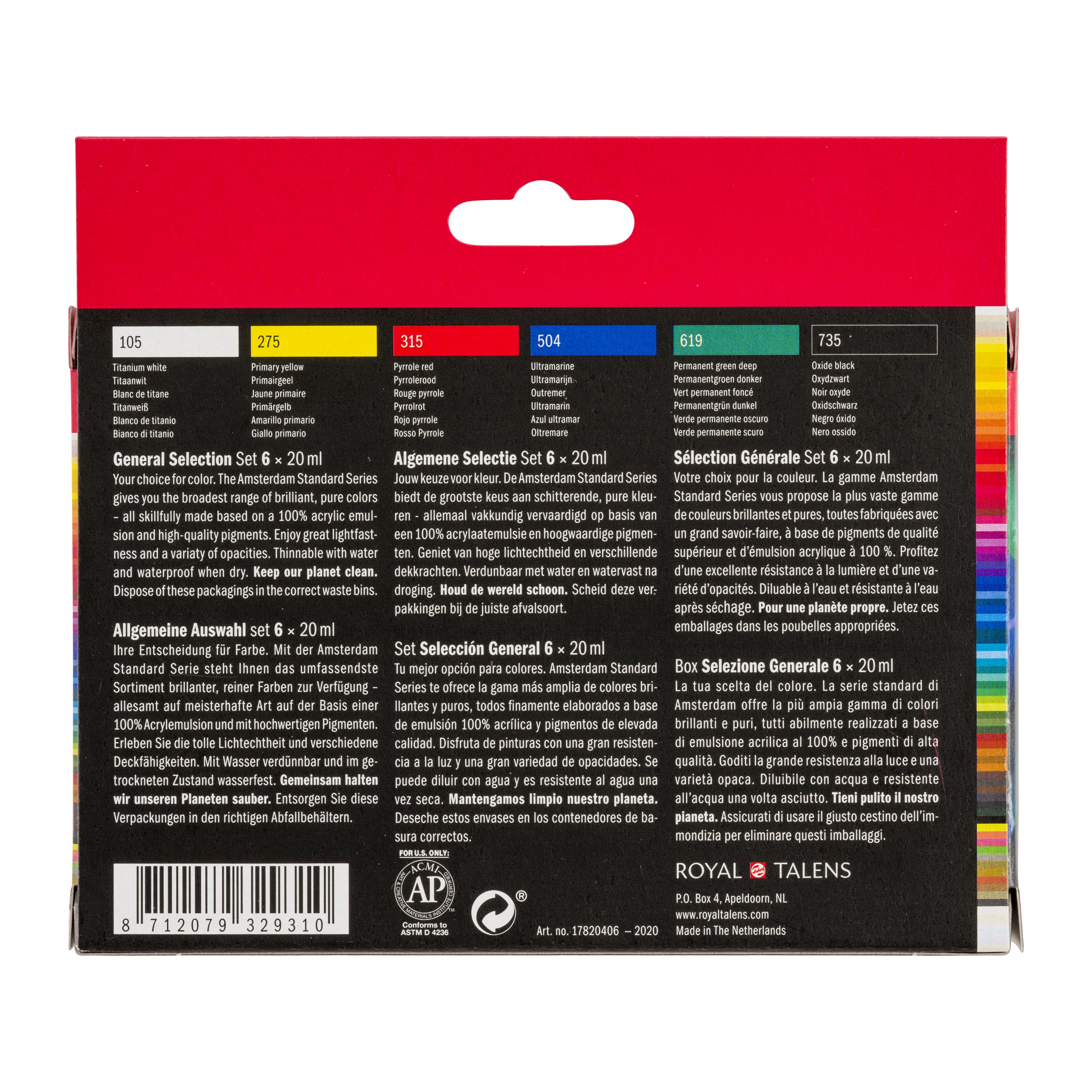 6 Packs: 6 ct. (36 total) Amsterdam Standard Series General Selection Acrylic Paint Set