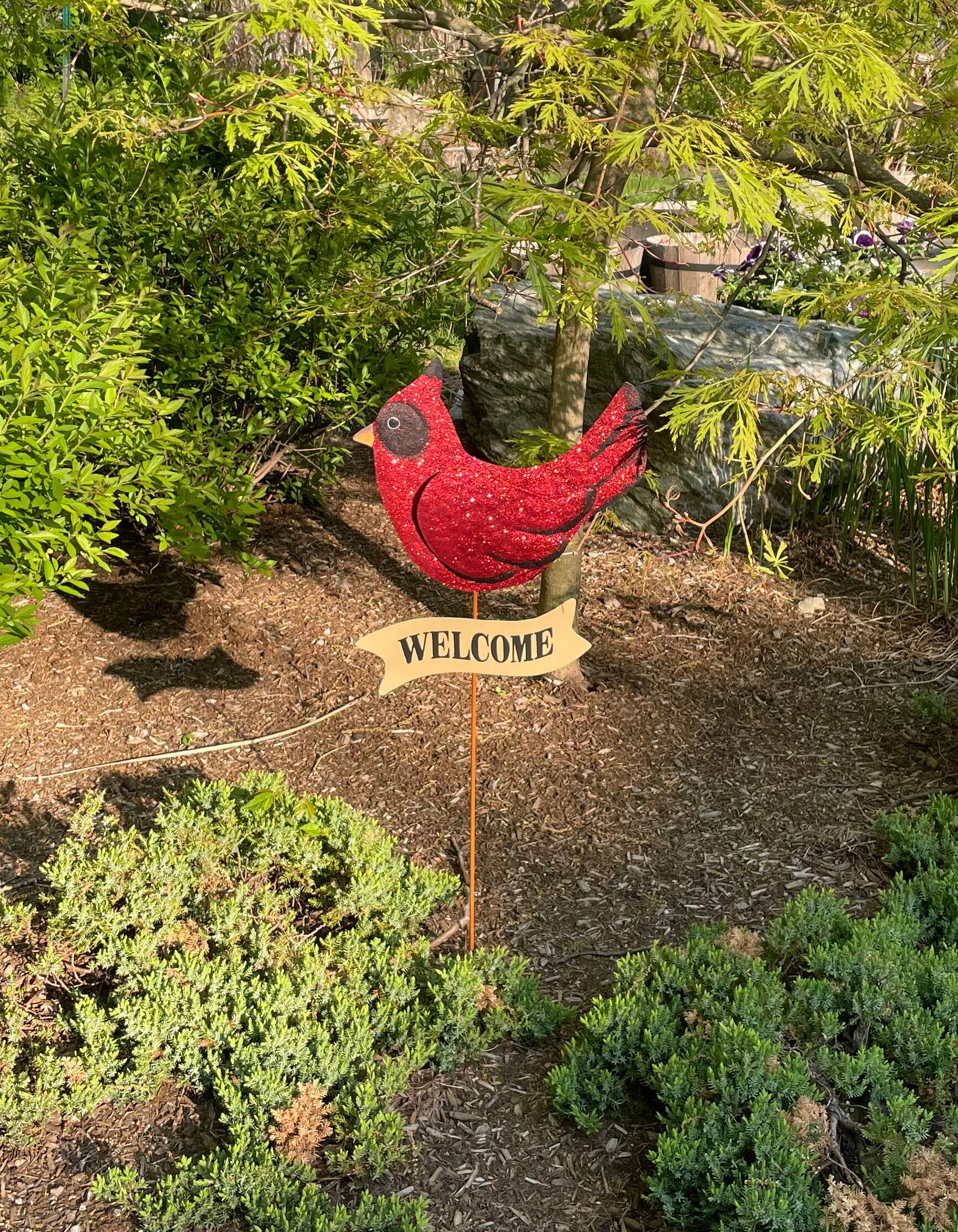 37" Metal Cardinal Christmas Yard Stake