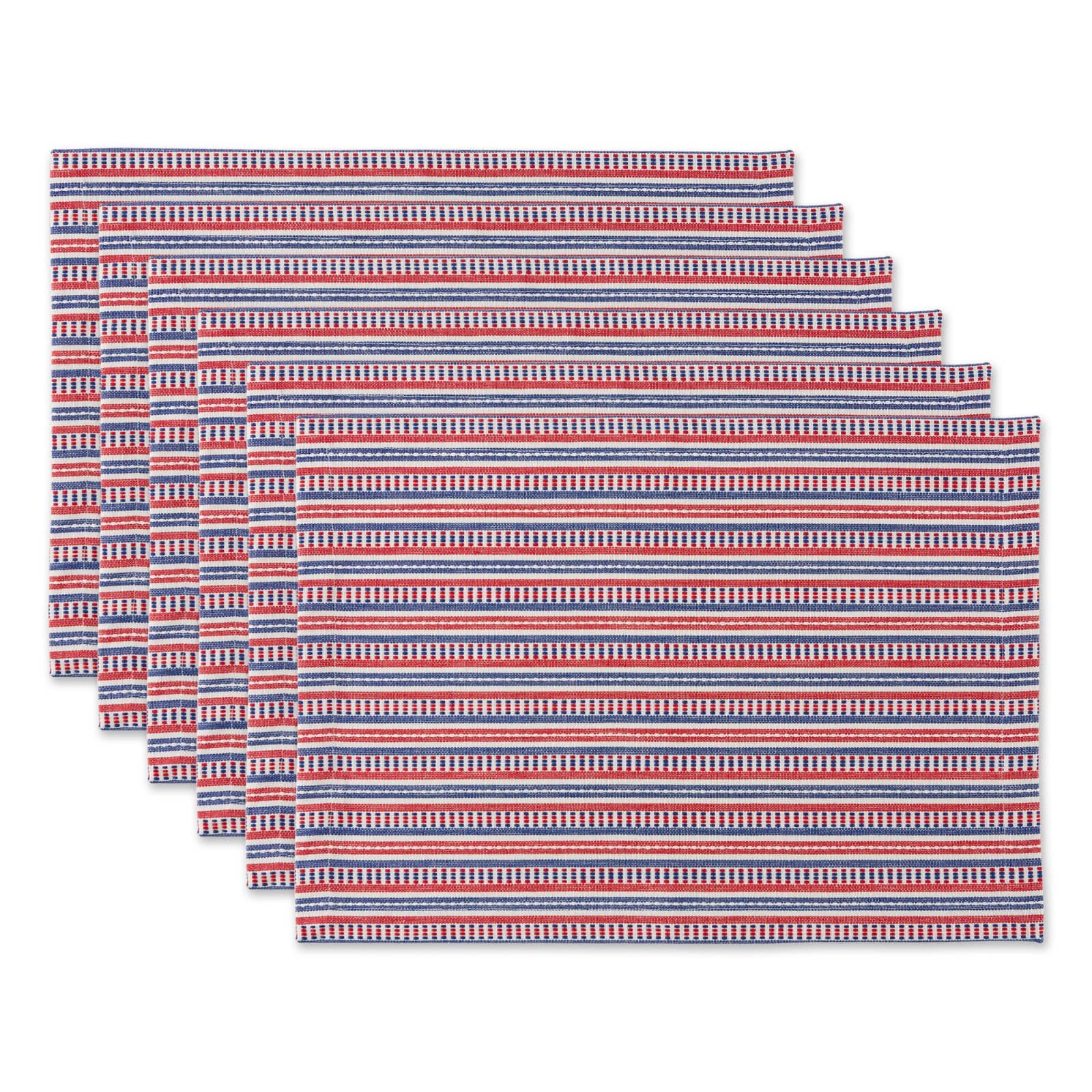 DII® Red, White & Blue Dobby Stripe Placemats, 6ct.