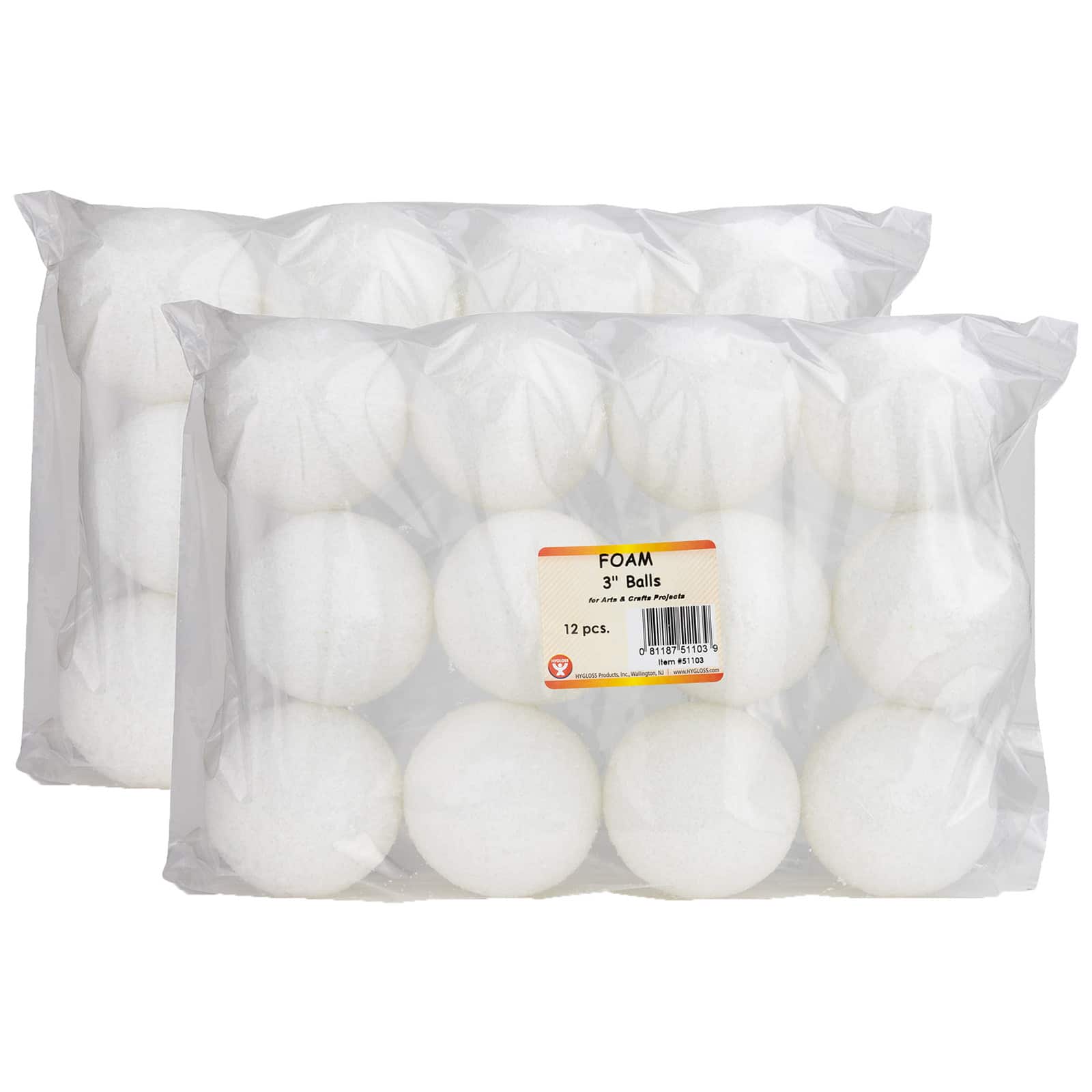 Hygloss® 3" Craft Foam Balls, 2 Packs of 12