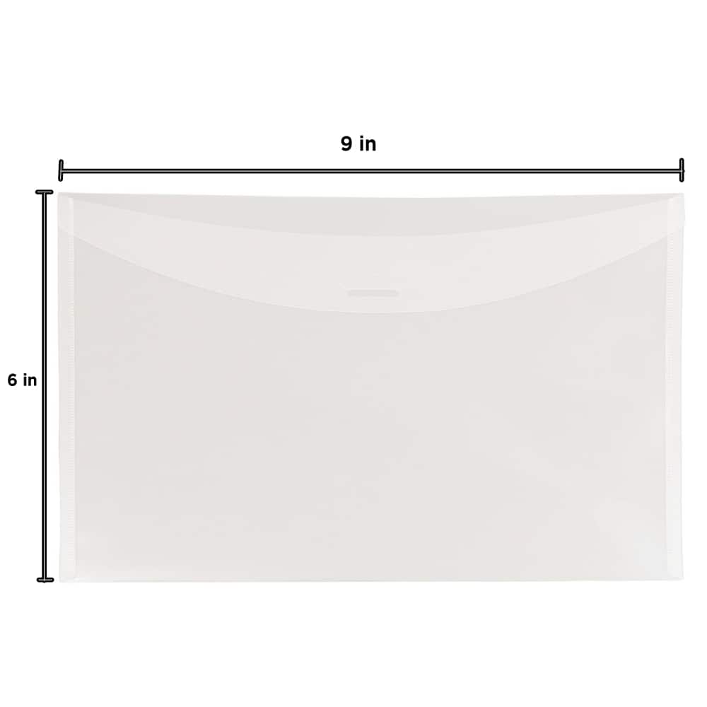 JAM Paper 6" x 9" Clear Plastic Tuck Flap Closure Envelopes, 12ct.