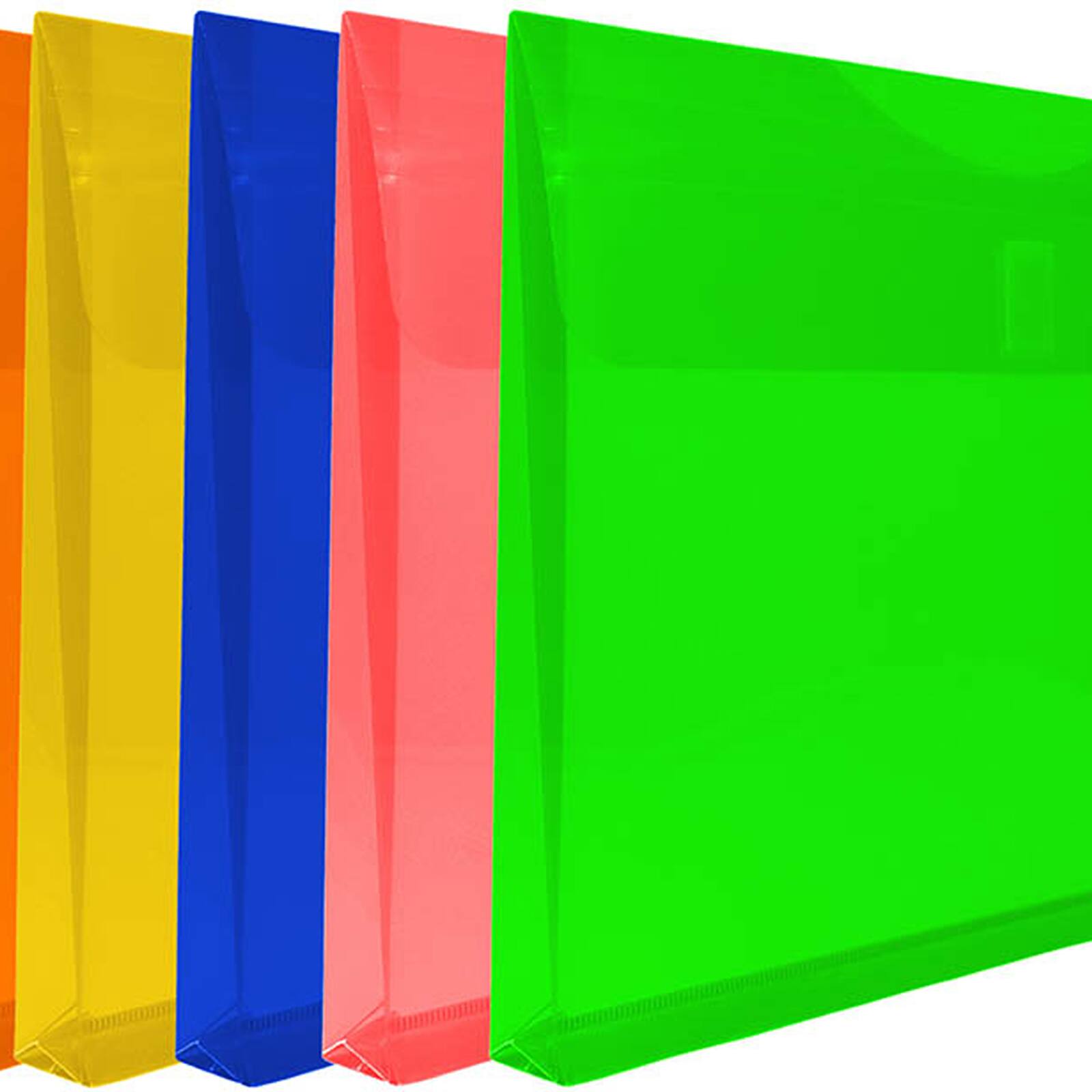 JAM Paper 9.75" x 13" Assorted Plastic Hook & Loop Expansion Booklet Envelopes, 12ct.