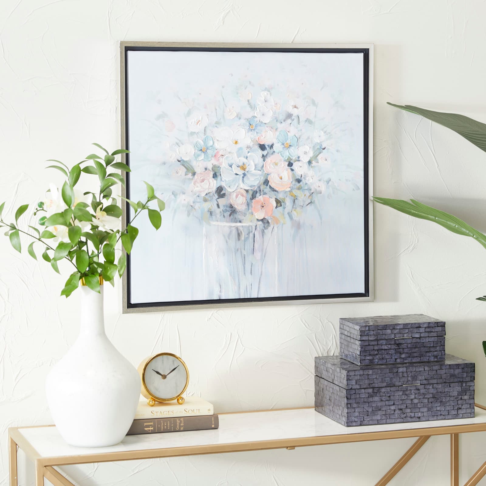 Blue Polystone French Country Framed Wall Art, 24" x 24"