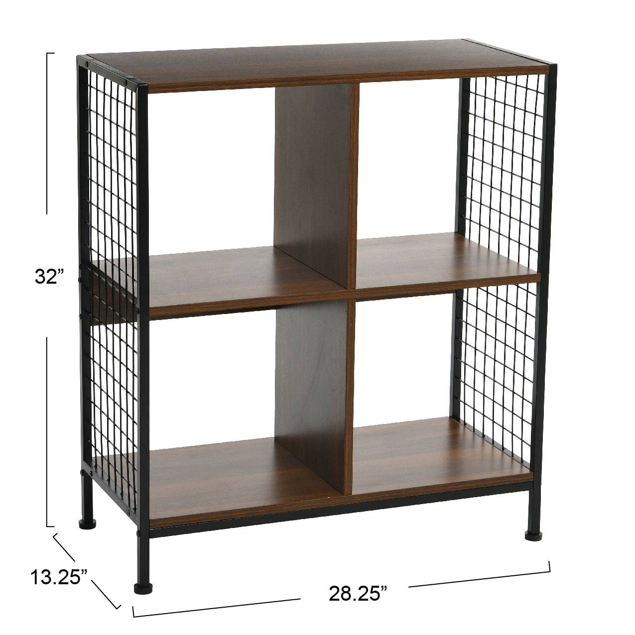 Household Essentials 28" 4-Compartment Trellis Storage Bookshelf