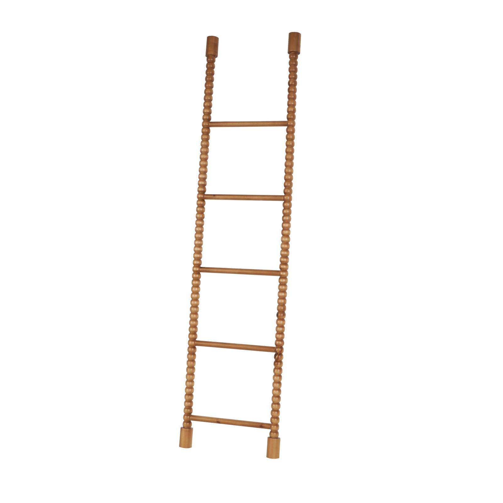 Ivory and Iris 73" Brown Wood 5 Rung Partition Ladder