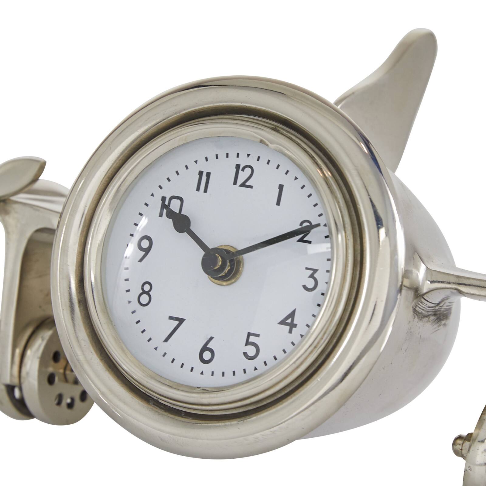 16" Silver Aluminum Airplane Clock