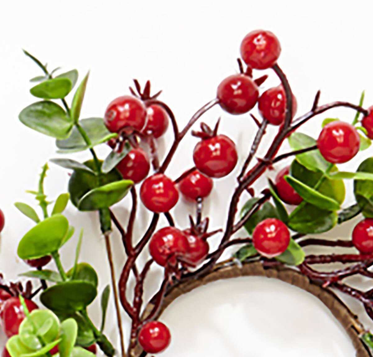 10" Red Berry & Eucalyptus Leaf Pillar Candle Rings, 3ct.