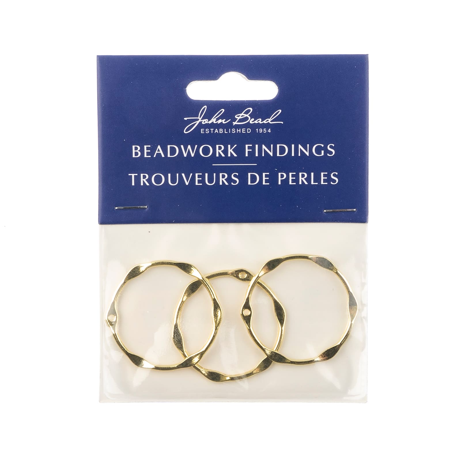John Bead Beadwork Findings Gold Partly Flattened Circle Pendant, 3ct.