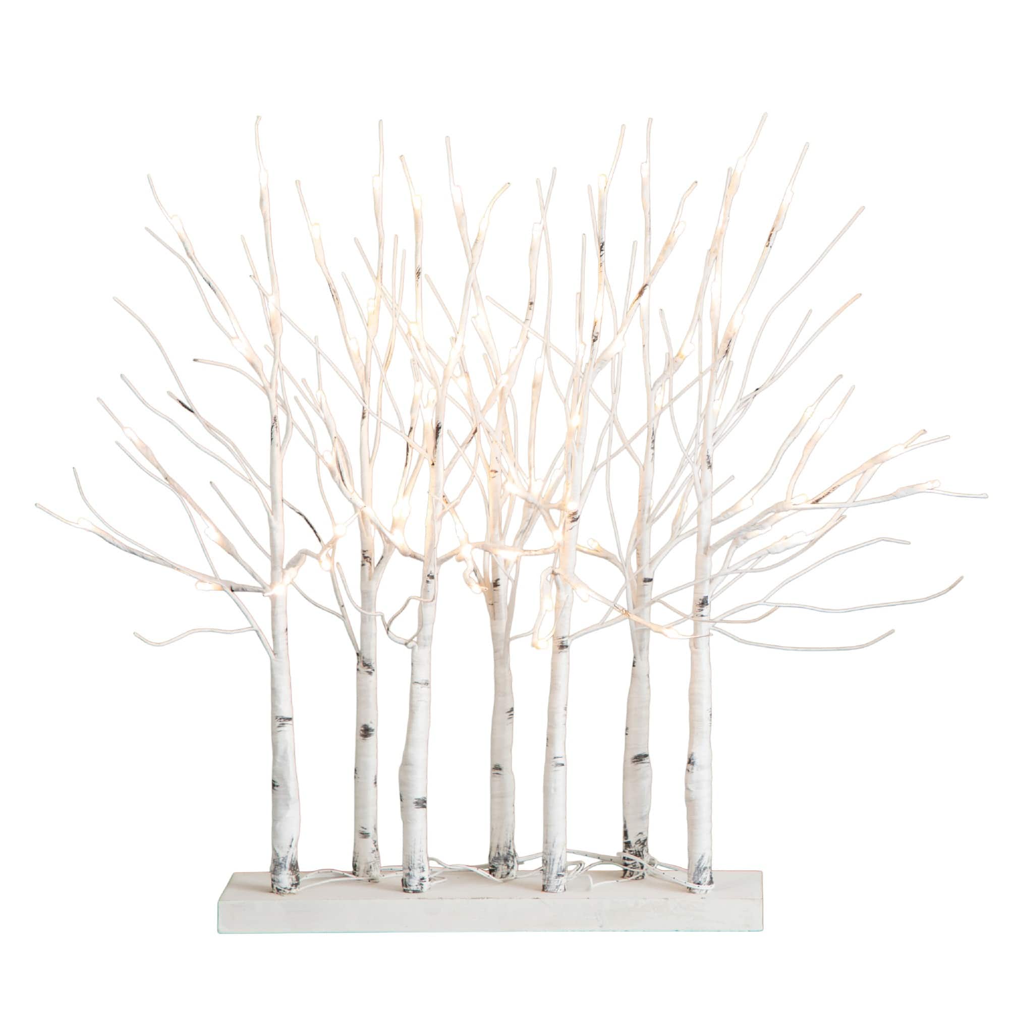 2ft. Pre-Lit Artificial White Birch Centerpiece with 84 LED Lights