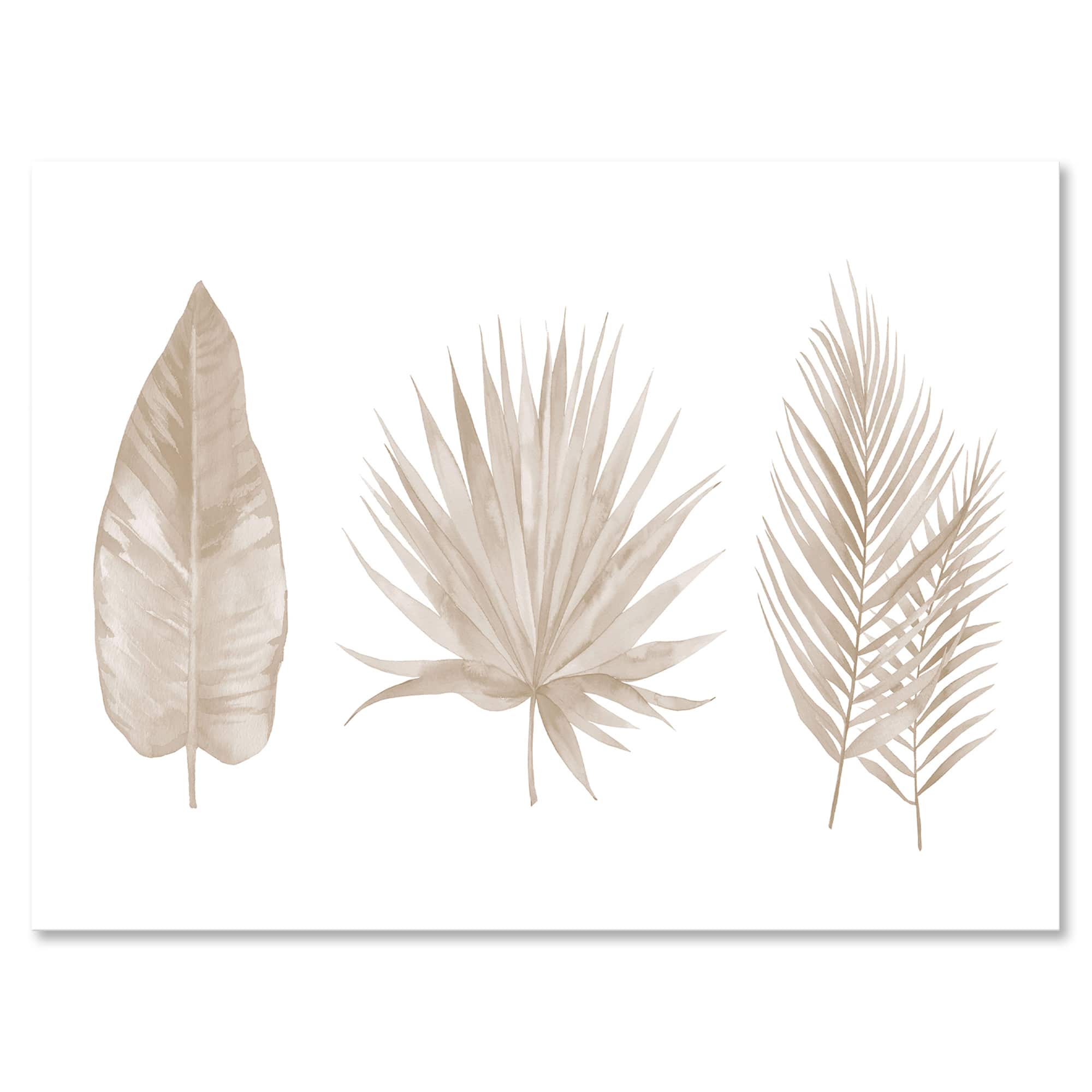 Designart - Tropical Beiges Leaves - Traditional Canvas Wall Art Print