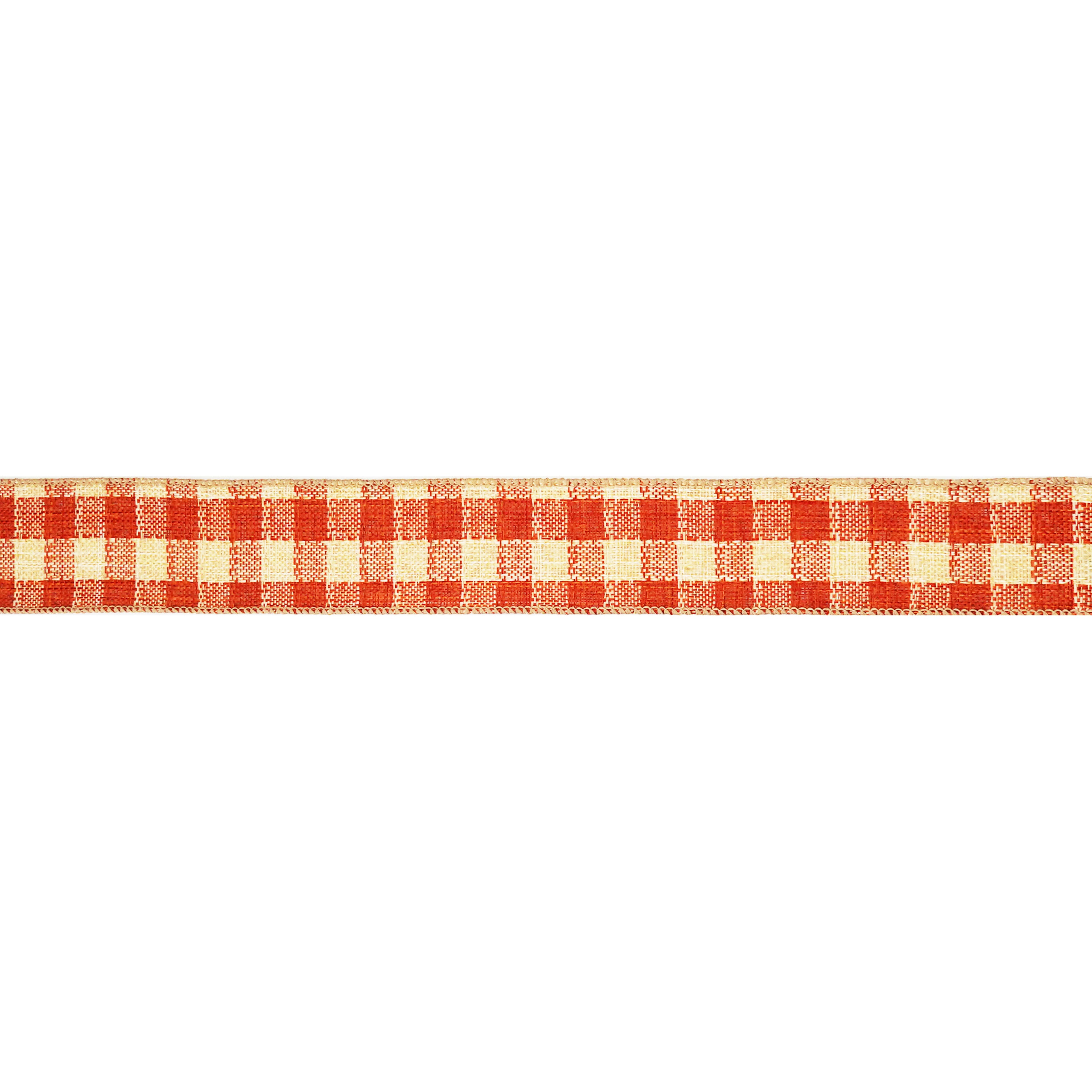 1.5" x 10yd. Orange Plaid Check Wired Ribbon by Celebrate It®