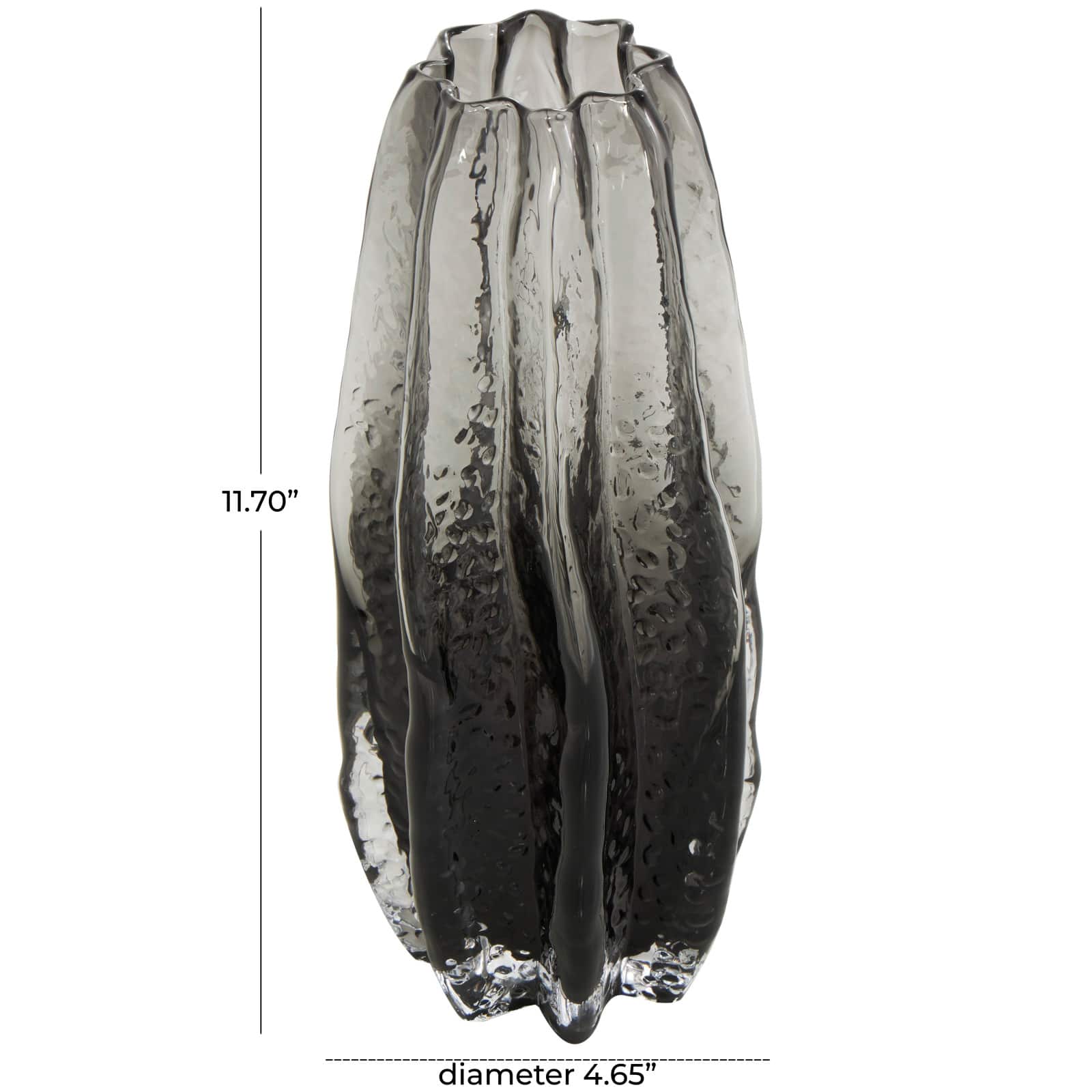 12" Black Ombre Wavy Abstract Glass Vase