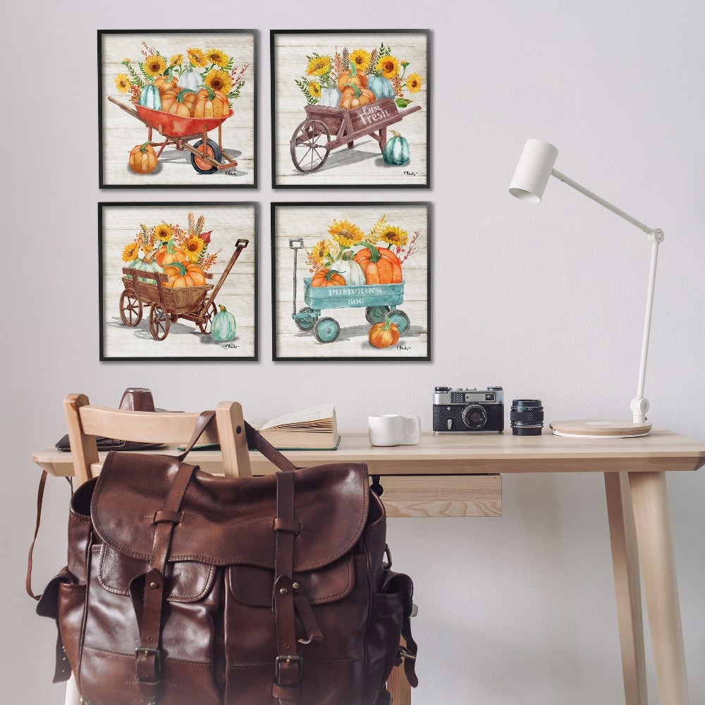 Stupell Industries Autumn Harvest Wagons Framed Giclee Art