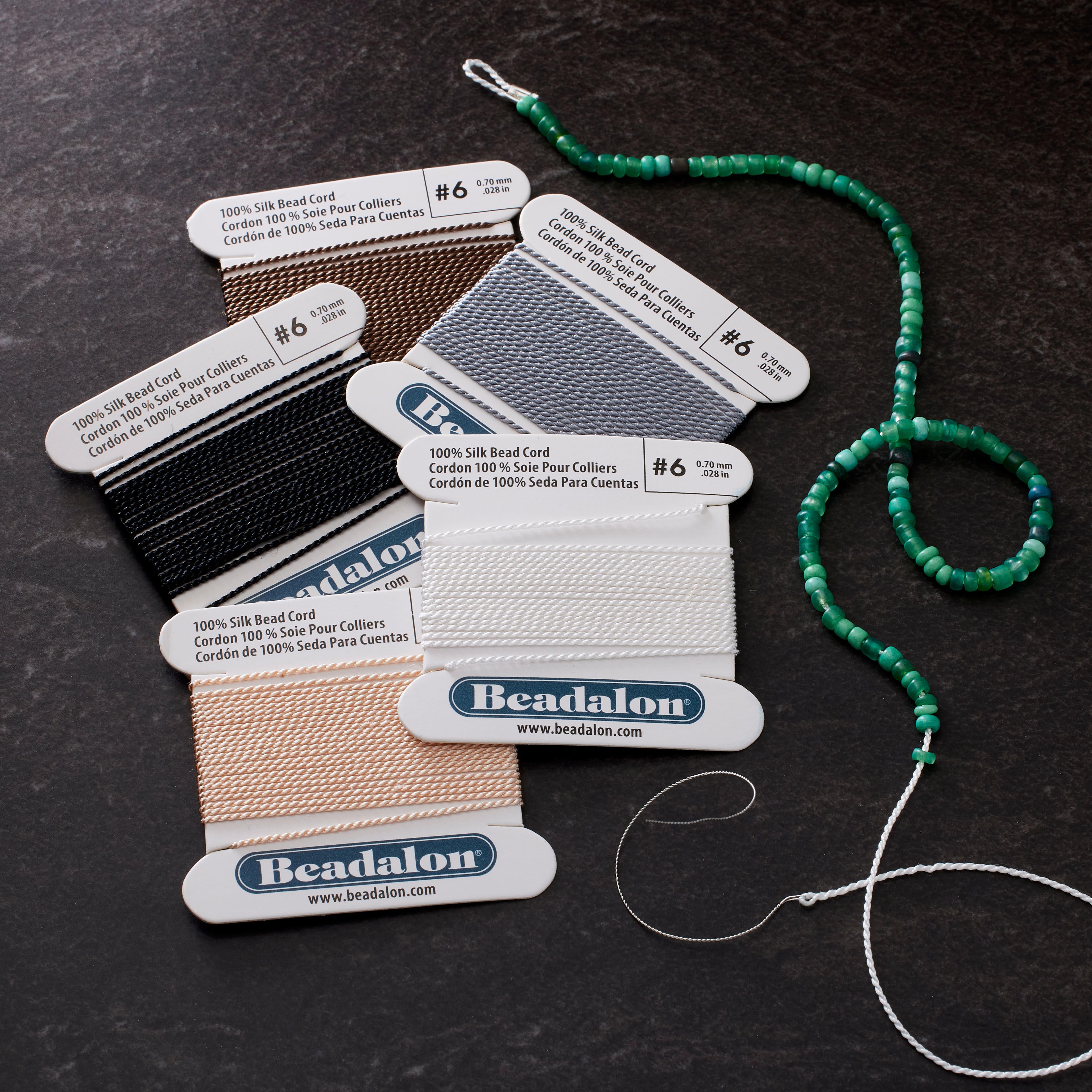 6 Packs: 5 ct. (30 total) Beadalon® Size 6 Earth Tone Silk Bead Cord