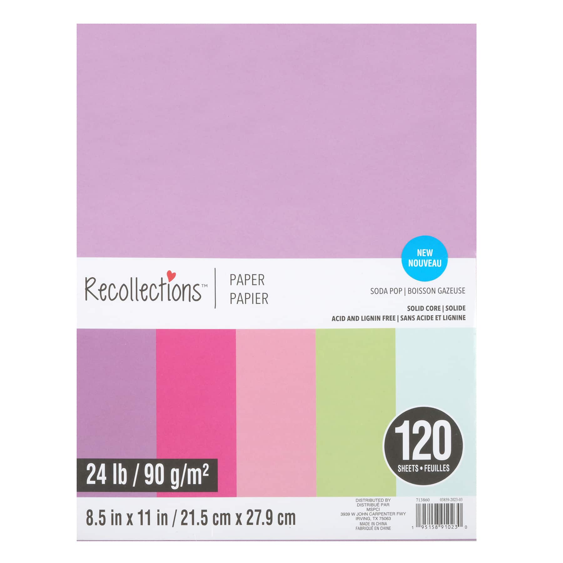 8 Packs: 120 ct. (960 total) 8.5" x 11" Mixed 24lb. Solid Core Paper by Recollections™