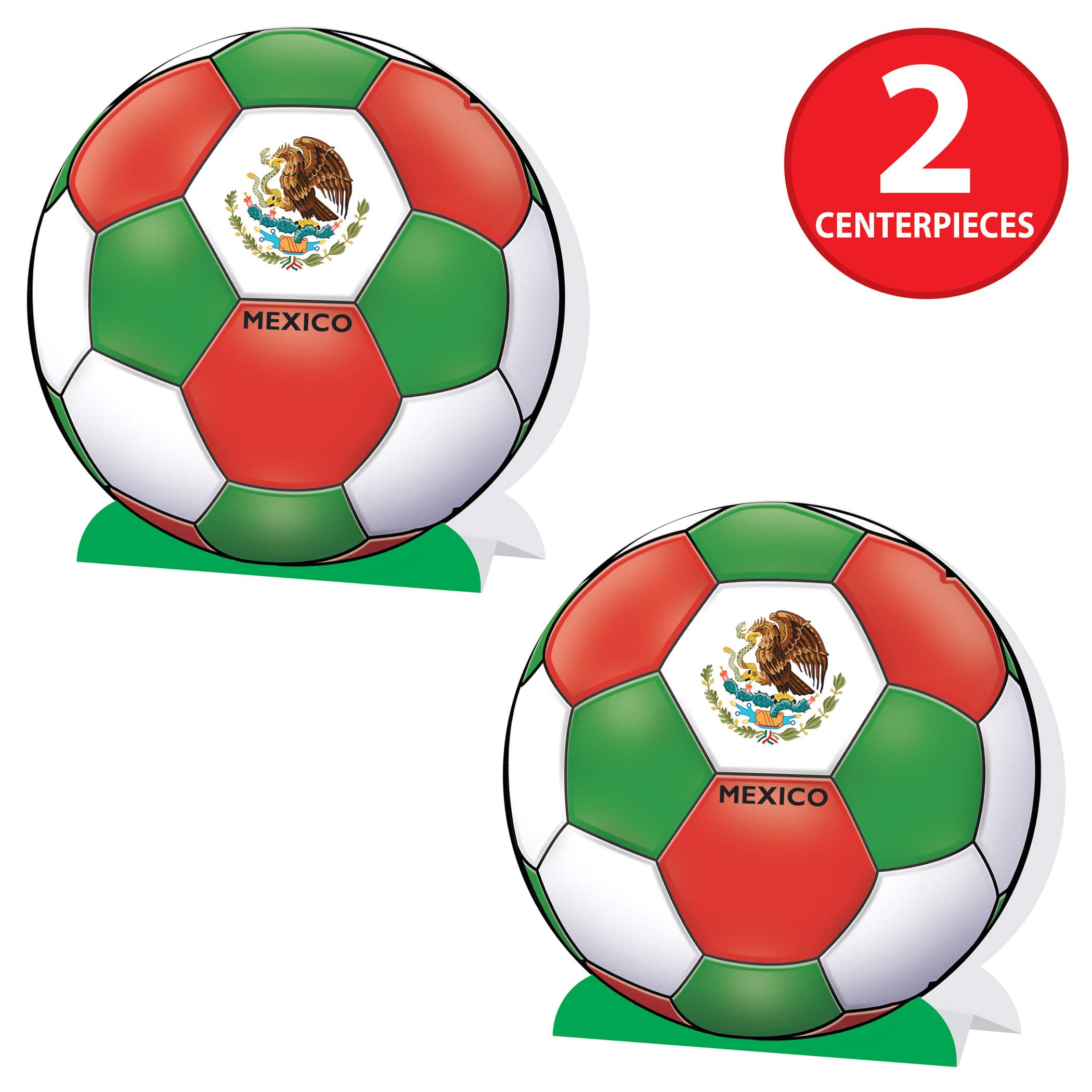 9.25" Mexico 3D Soccer Ball Centerpieces, 2ct.