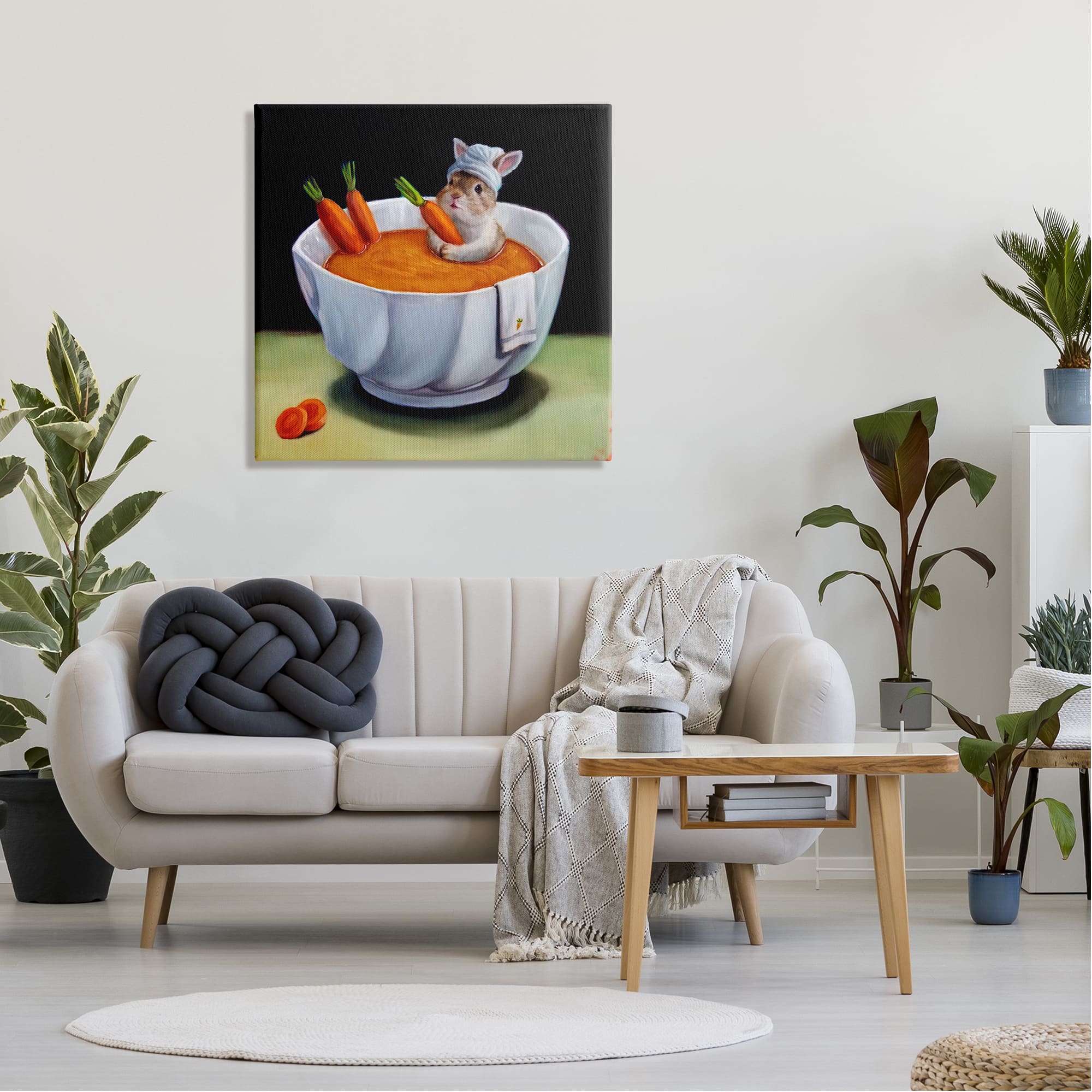 Stupell Industries Bunny Rabbit Carrot Vegetable Soup Bath Canvas Wall Art