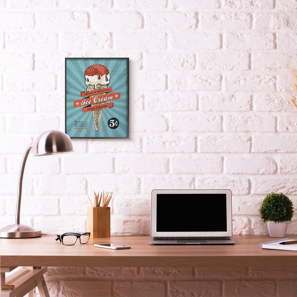 Stupell Industries Retro Ice Cream Parlor Black Framed Wall Art