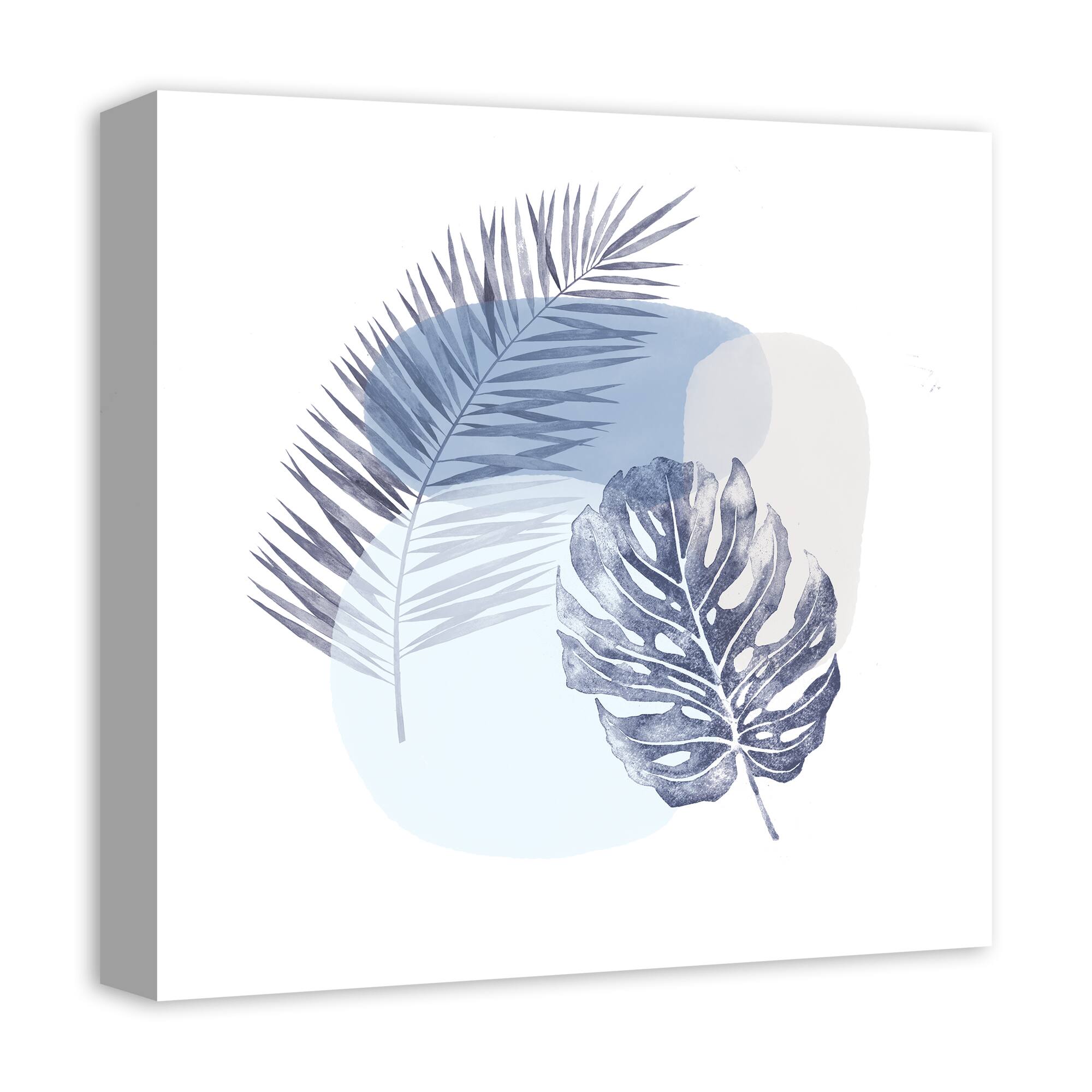 Blue Tropical Leaves Canvas Wall Art