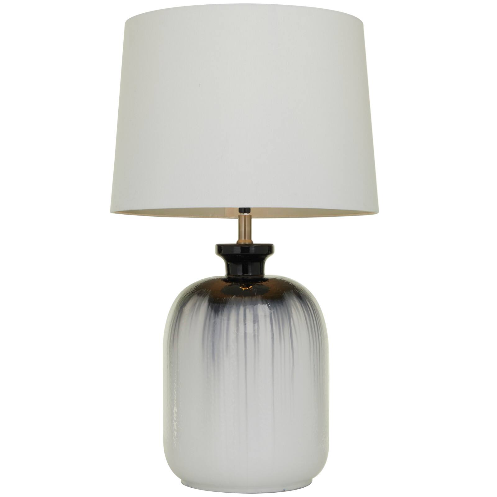 White Glass Gourd Style Base Table Lamp with Drum Shade 17" x 17" x 29"