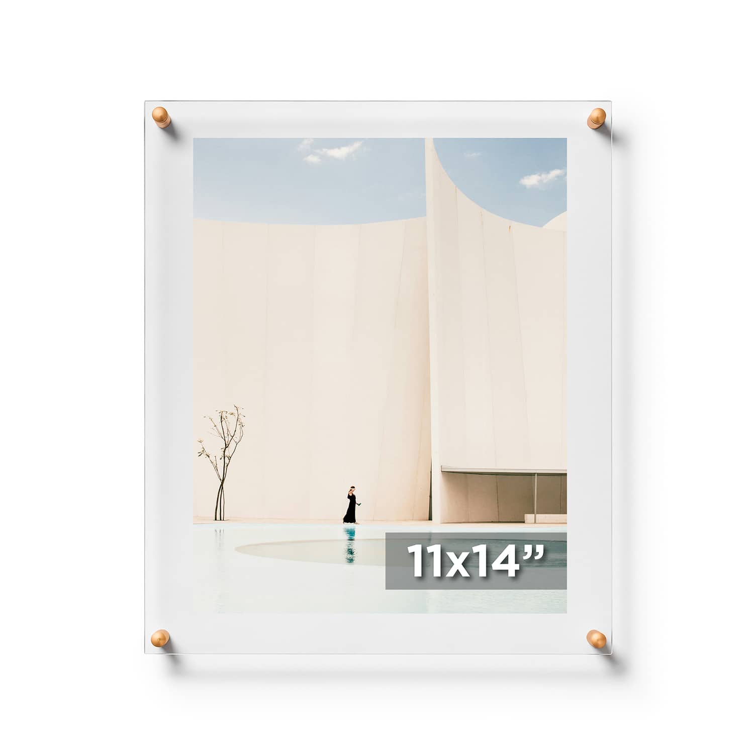 Cool Modern Frames Clear Acrylic Float Frame with Gold Hardware