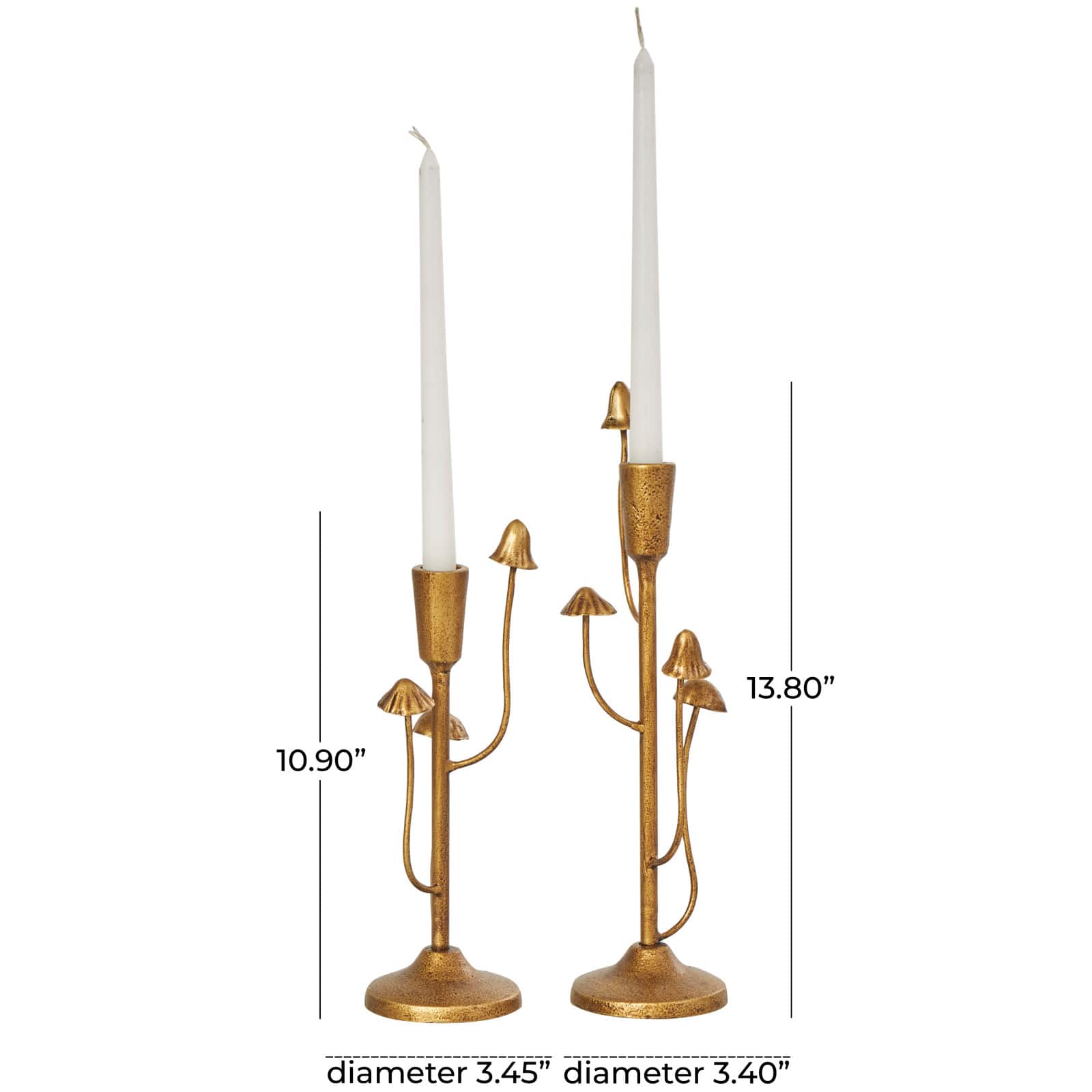 Gold Metal Abstract Mushroom Inspired Candle Holder Set