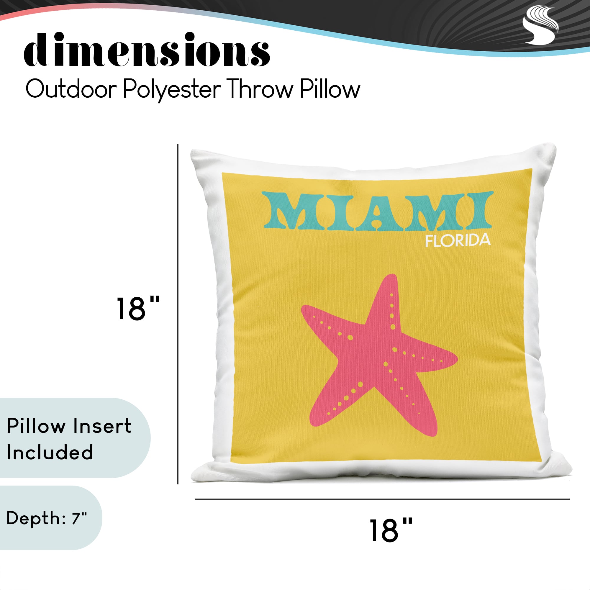 Stupell Industries 18" x 18" Miami Florida Summer Starfish Outdoor Print Throw Pillow