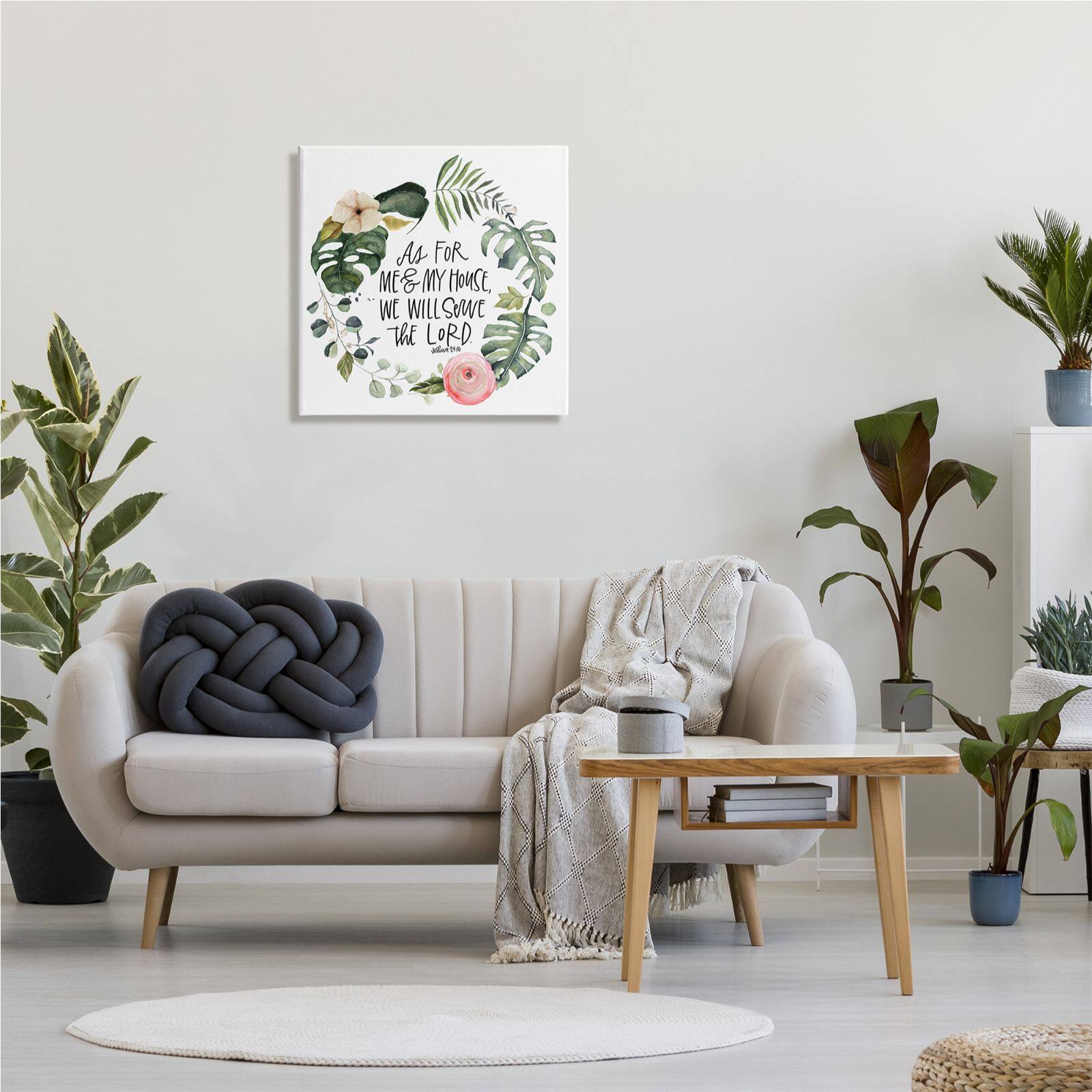 Stupell Industries Serve the Lord Joshua 24:15 Tropical Palm Wreathe Canvas Wall Art