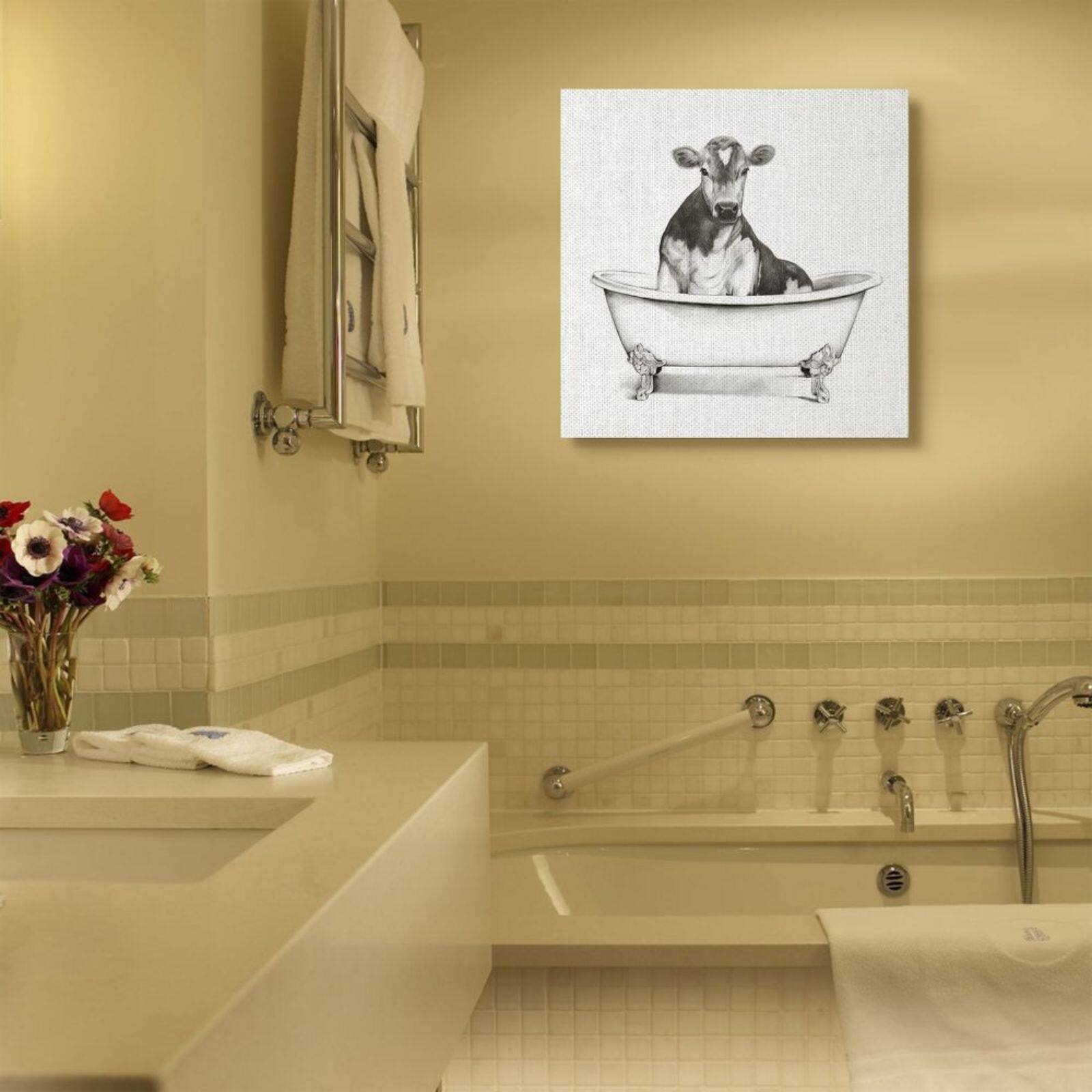 Stupell Industries Cow in Claw Tub Wall Accent