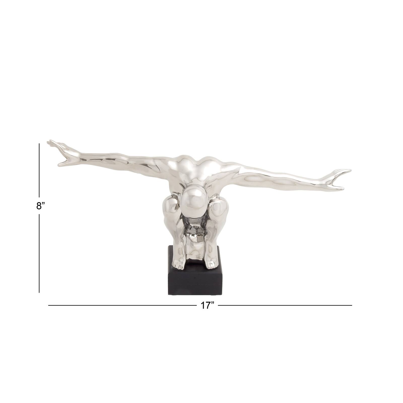 17" Silver Porcelain Traditional Man Sculpture