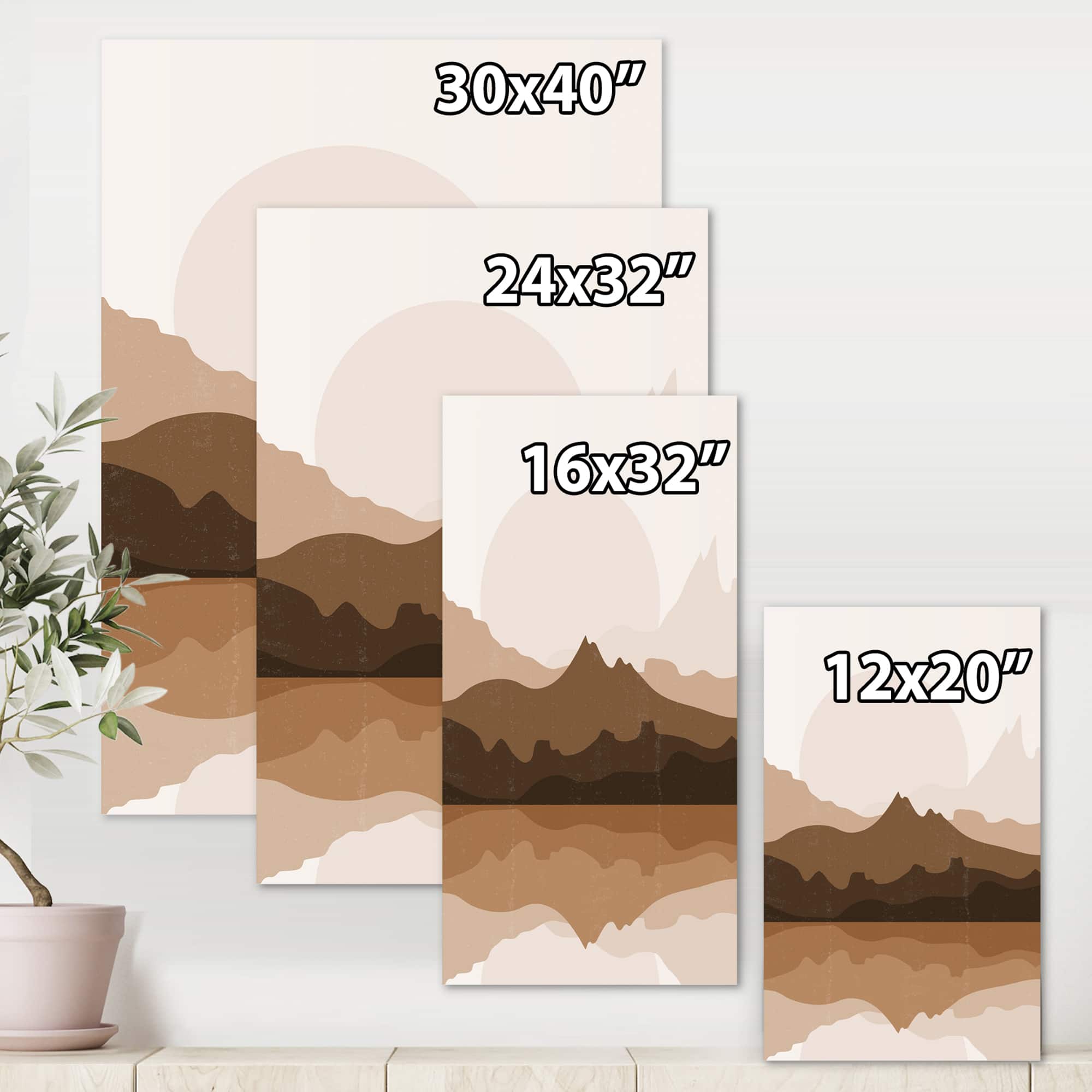 Designart - Minimalist Terracotta Landscape - Modern Canvas Wall Art Print