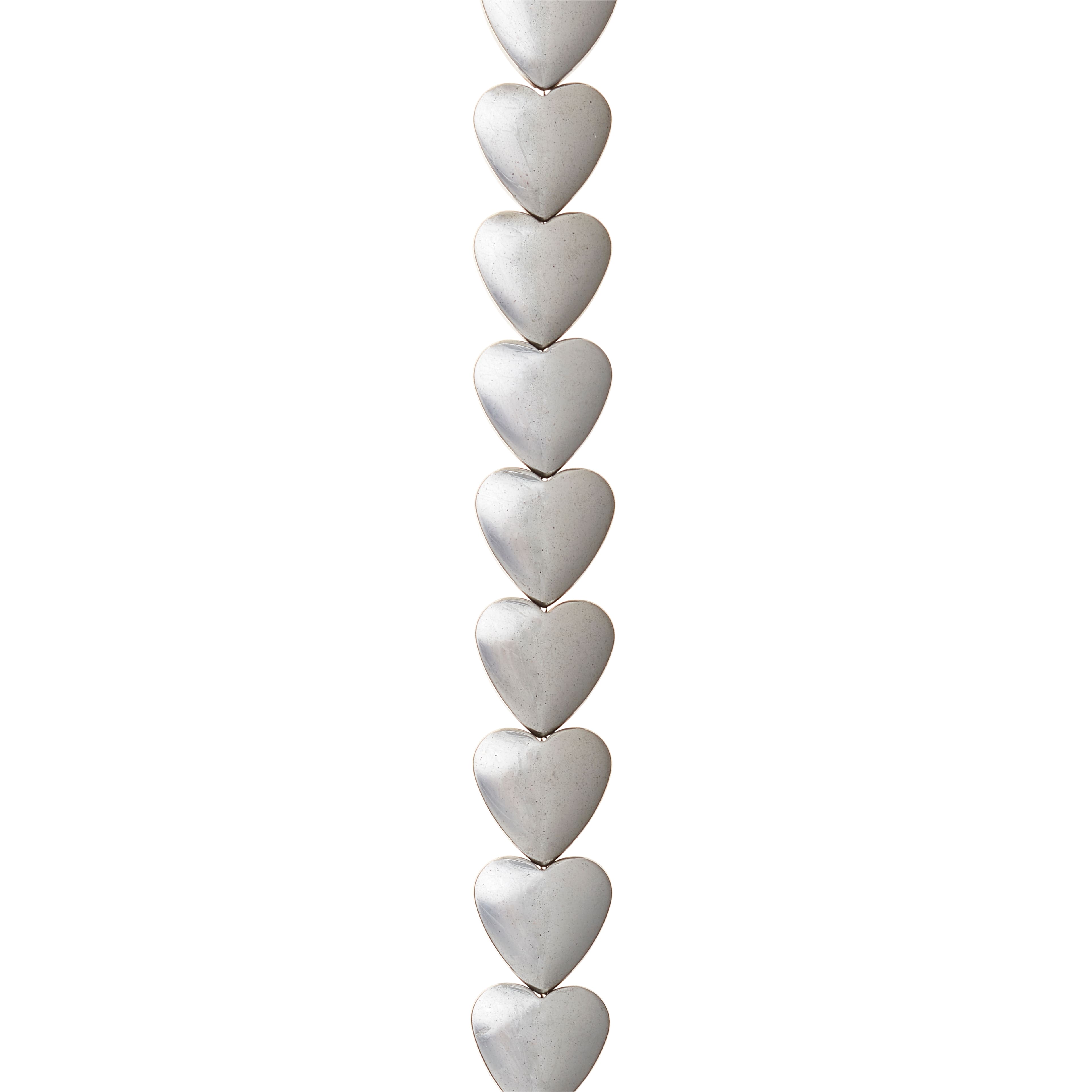 Silver Hematite Heart Beads, 10mm by Bead Landing™